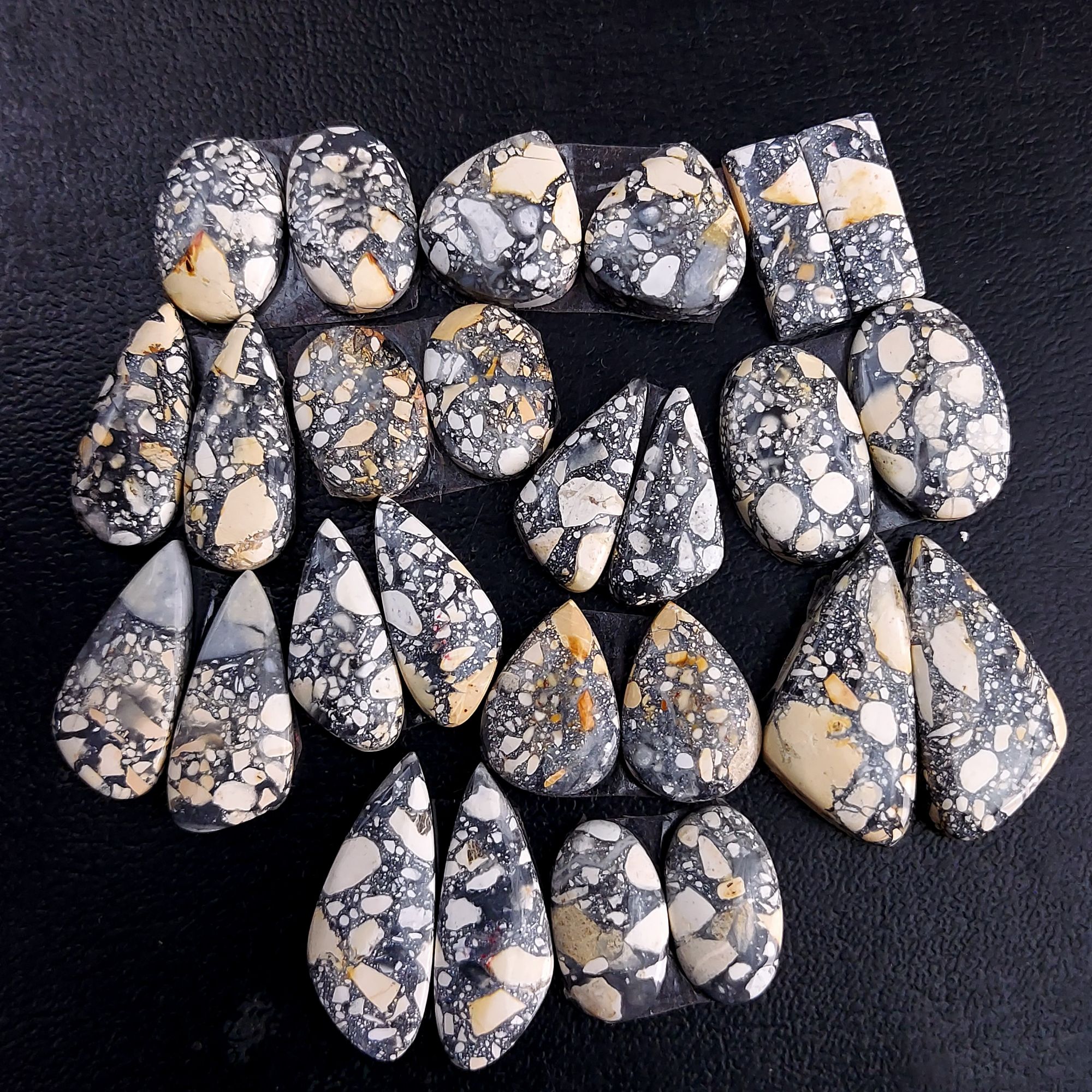 13 Pair 191 Cts Natural Maligano Jasper Cabochon Pair Lot Semi-Precious Gemstones For Jewelry Making 8x16-12x25mm R-13243