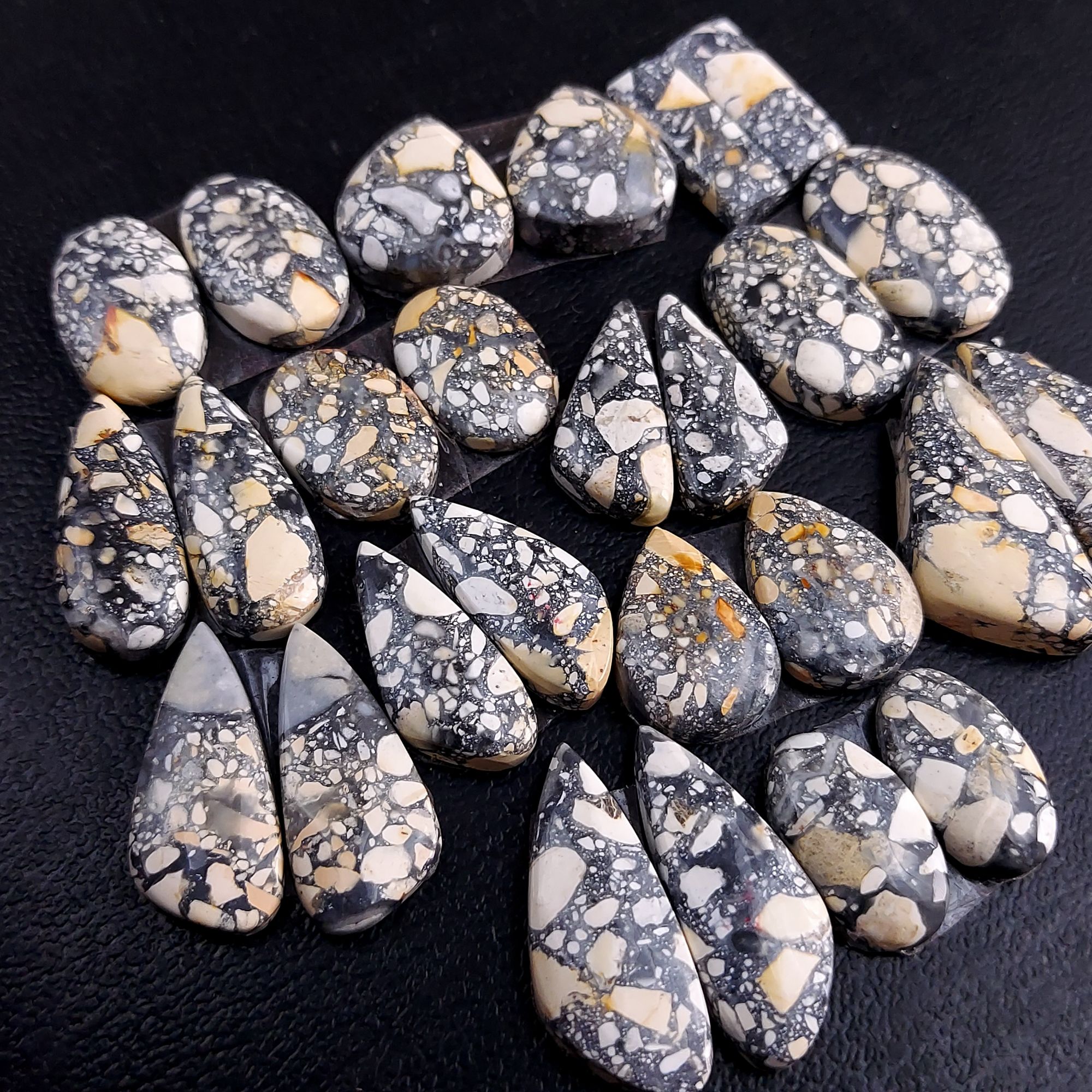13 Pair 191 Cts Natural Maligano Jasper Cabochon Pair Lot Semi-Precious Gemstones For Jewelry Making 8x16-12x25mm R-13243