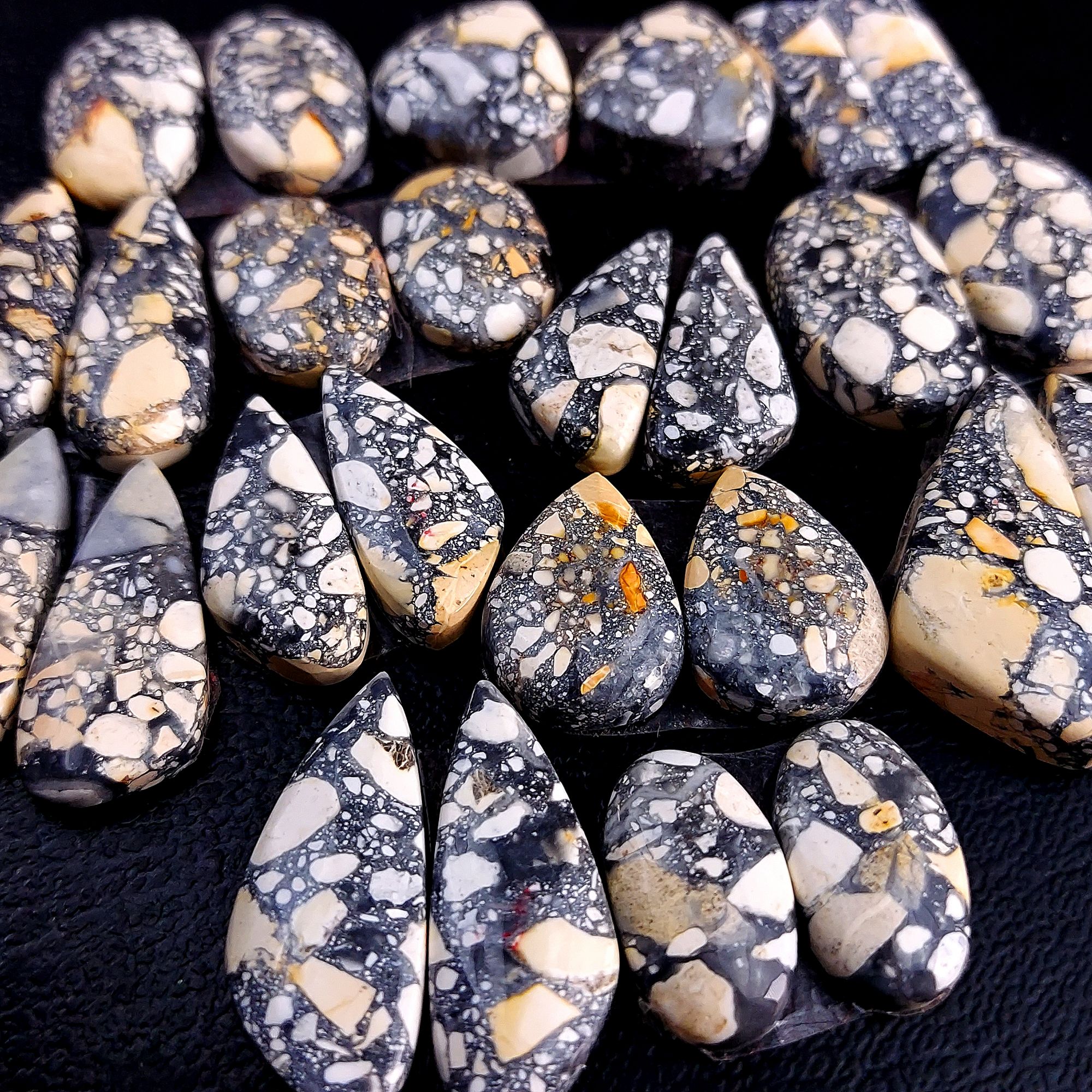 13 Pair 191 Cts Natural Maligano Jasper Cabochon Pair Lot Semi-Precious Gemstones For Jewelry Making 8x16-12x25mm R-13243