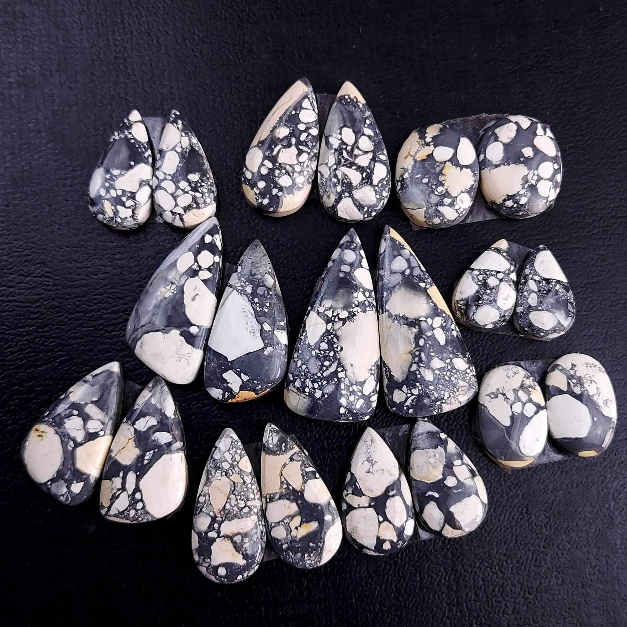 10 Pair 220 Cts Natural Maligano Jasper Cabochon Pair Lot Semi-Precious Gemstones For Jewelry Making 8x14-8x30mm R-13244