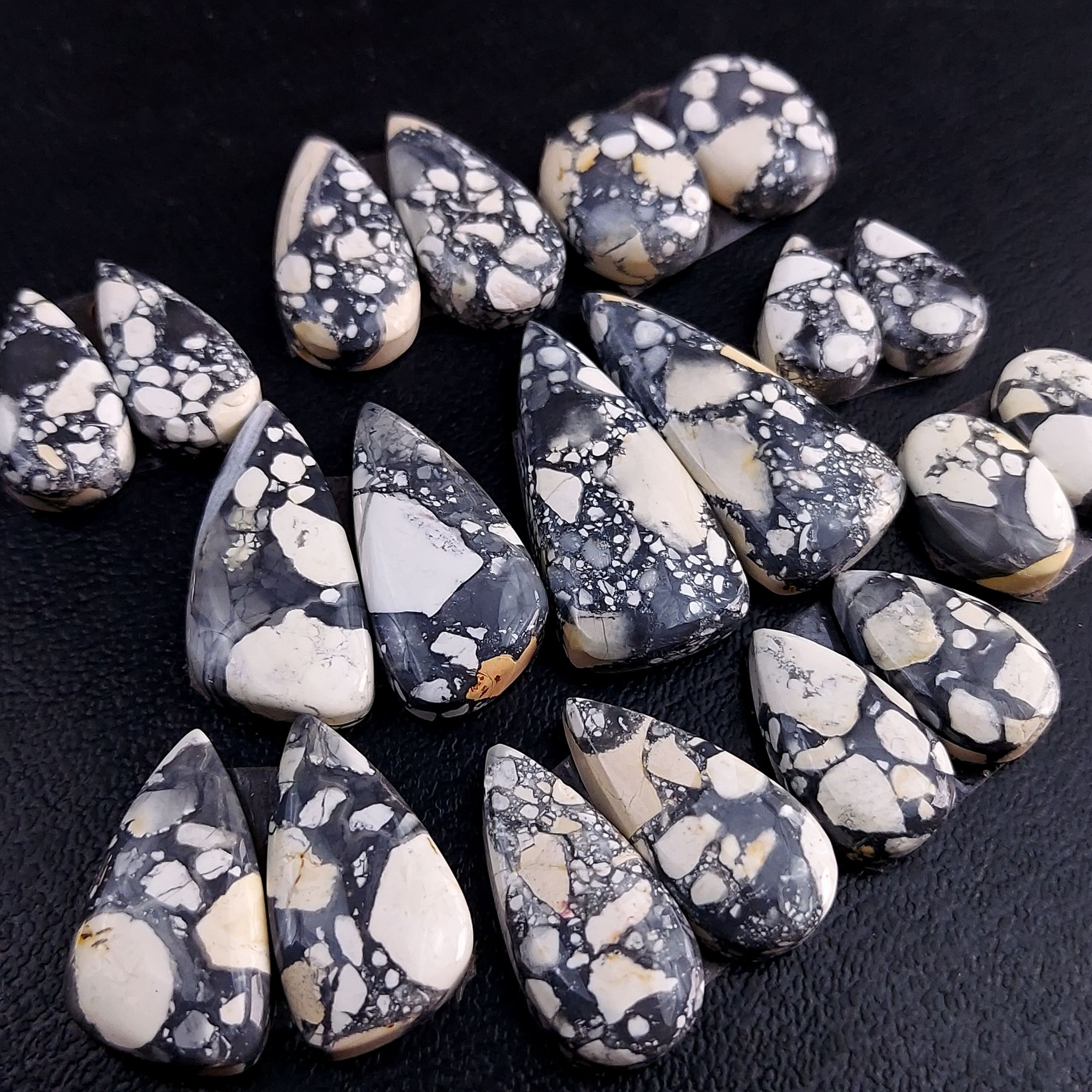 10 Pair 220 Cts Natural Maligano Jasper Cabochon Pair Lot Semi-Precious Gemstones For Jewelry Making 8x14-8x30mm R-13244