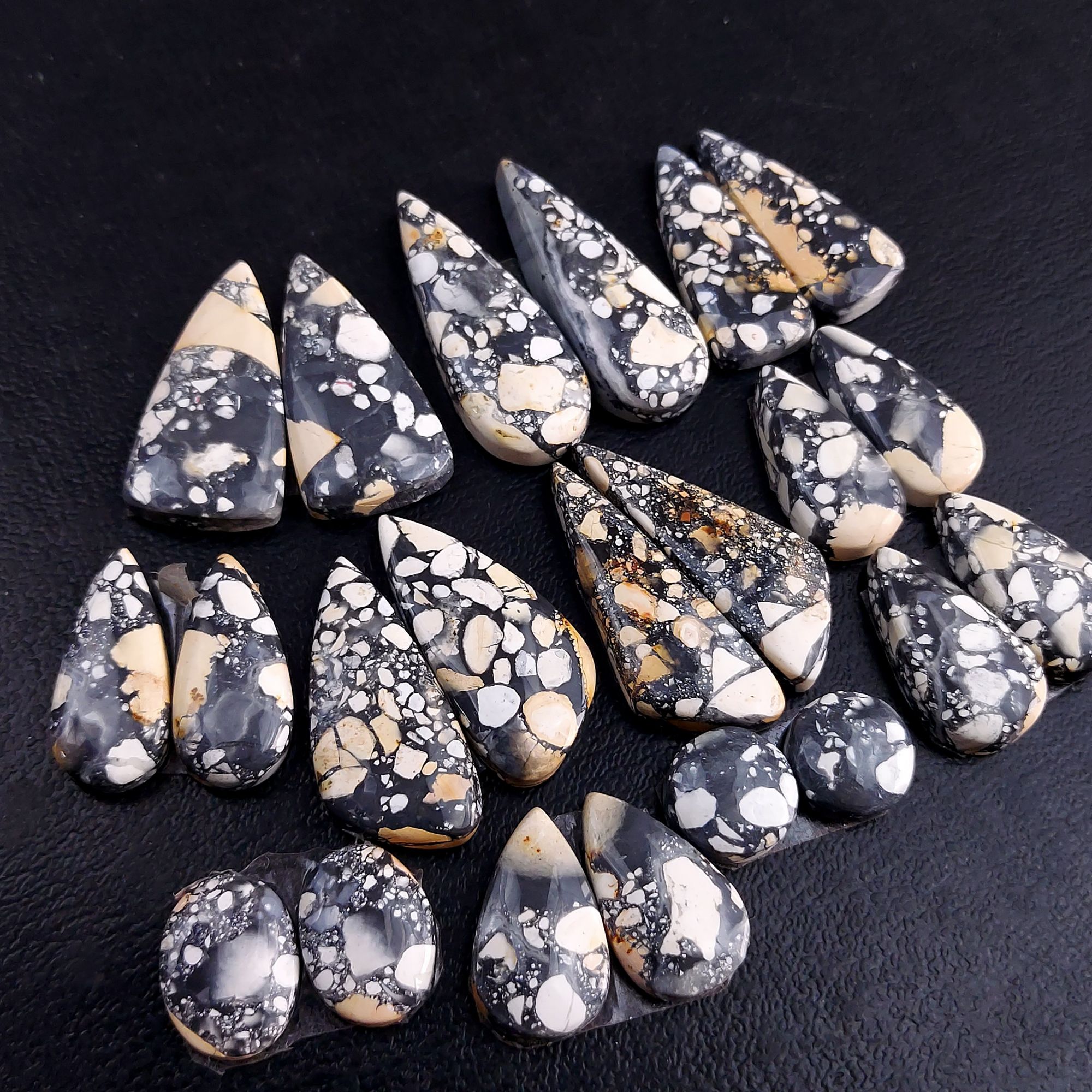 11 Pair 257 Cts Natural Maligano Jasper Cabochon Pair Lot Semi-Precious Gemstones For Jewelry Making 10x10-14x28mm R-13245