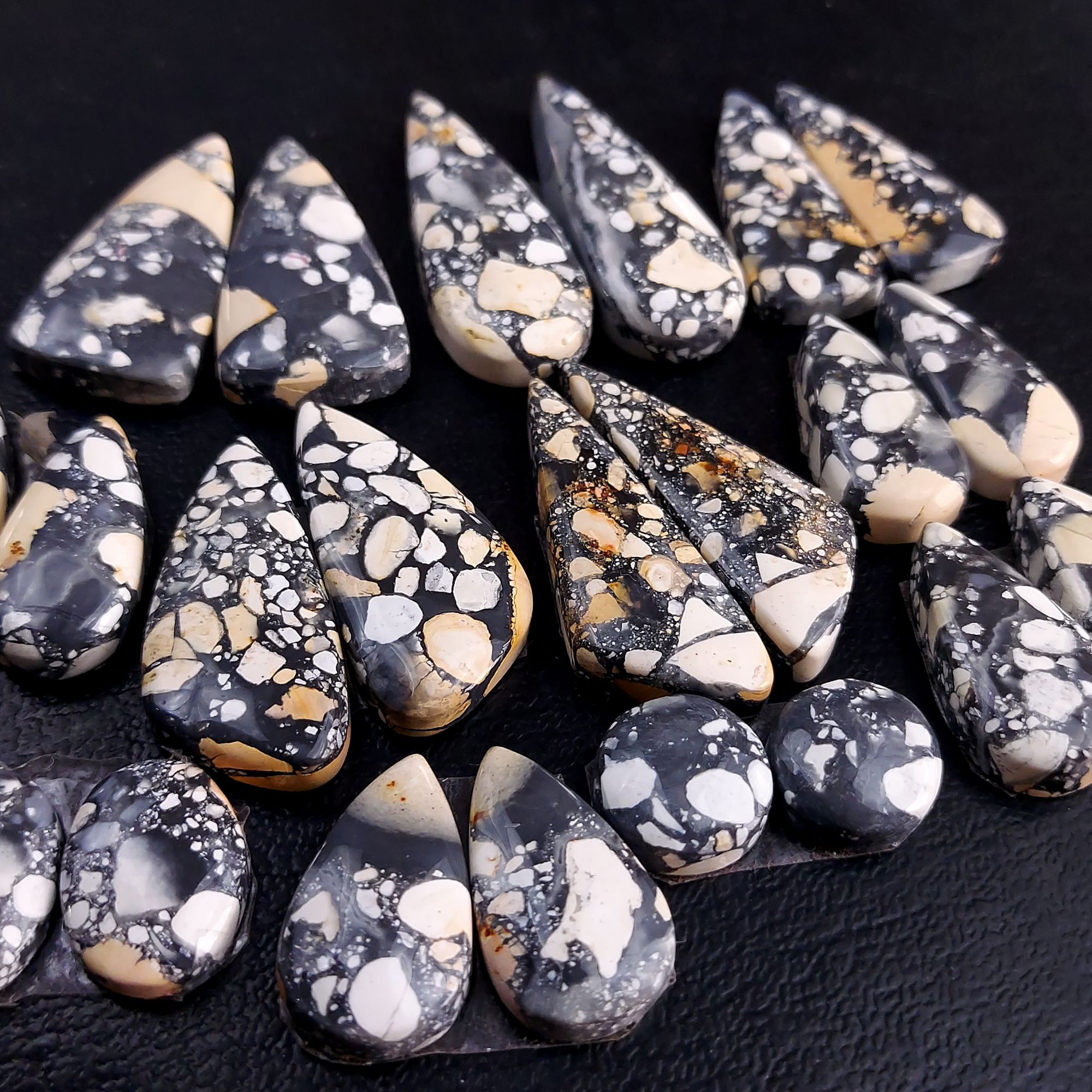 11 Pair 257 Cts Natural Maligano Jasper Cabochon Pair Lot Semi-Precious Gemstones For Jewelry Making 10x10-14x28mm 13245