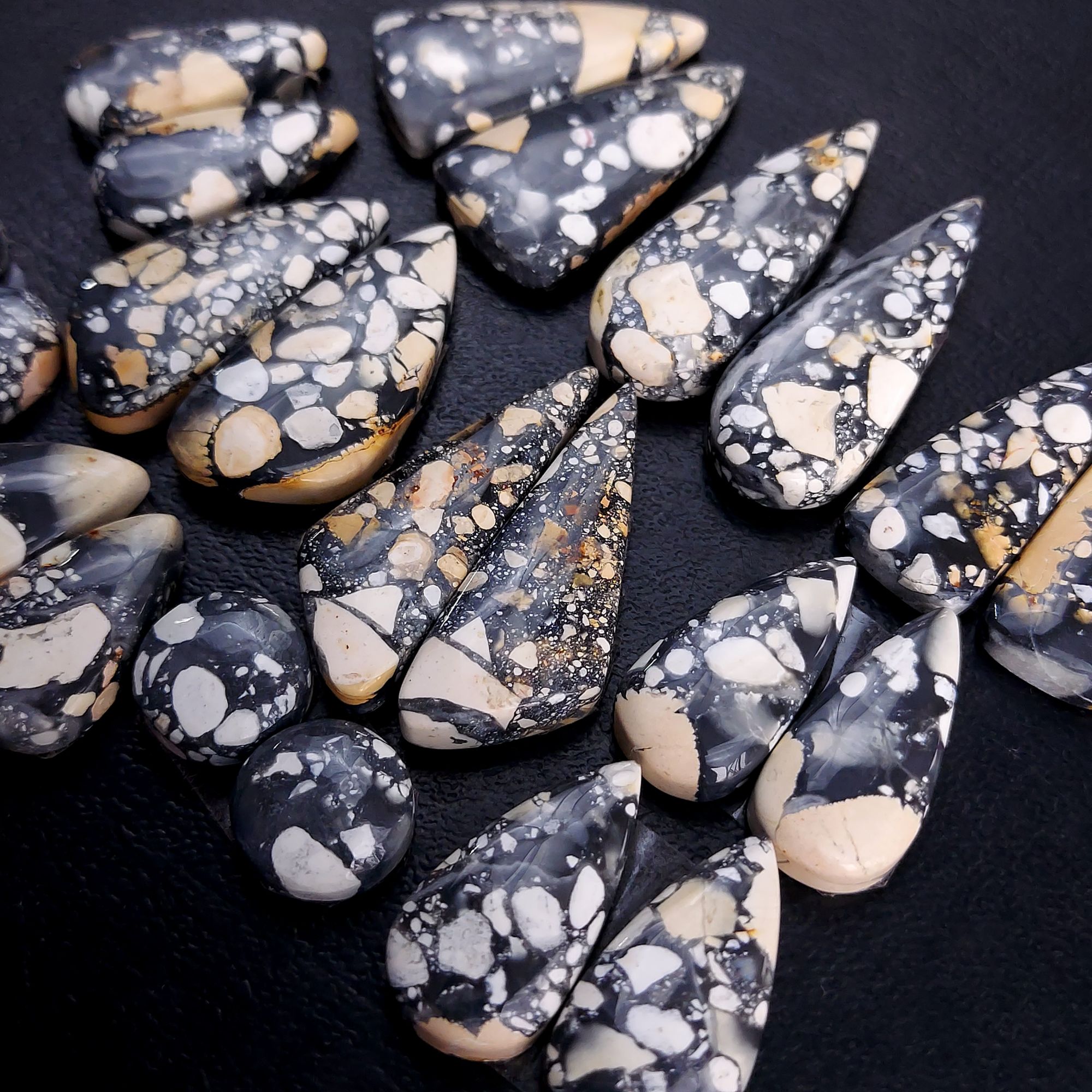 11 Pair 257 Cts Natural Maligano Jasper Cabochon Pair Lot Semi-Precious Gemstones For Jewelry Making 10x10-14x28mm R-13245