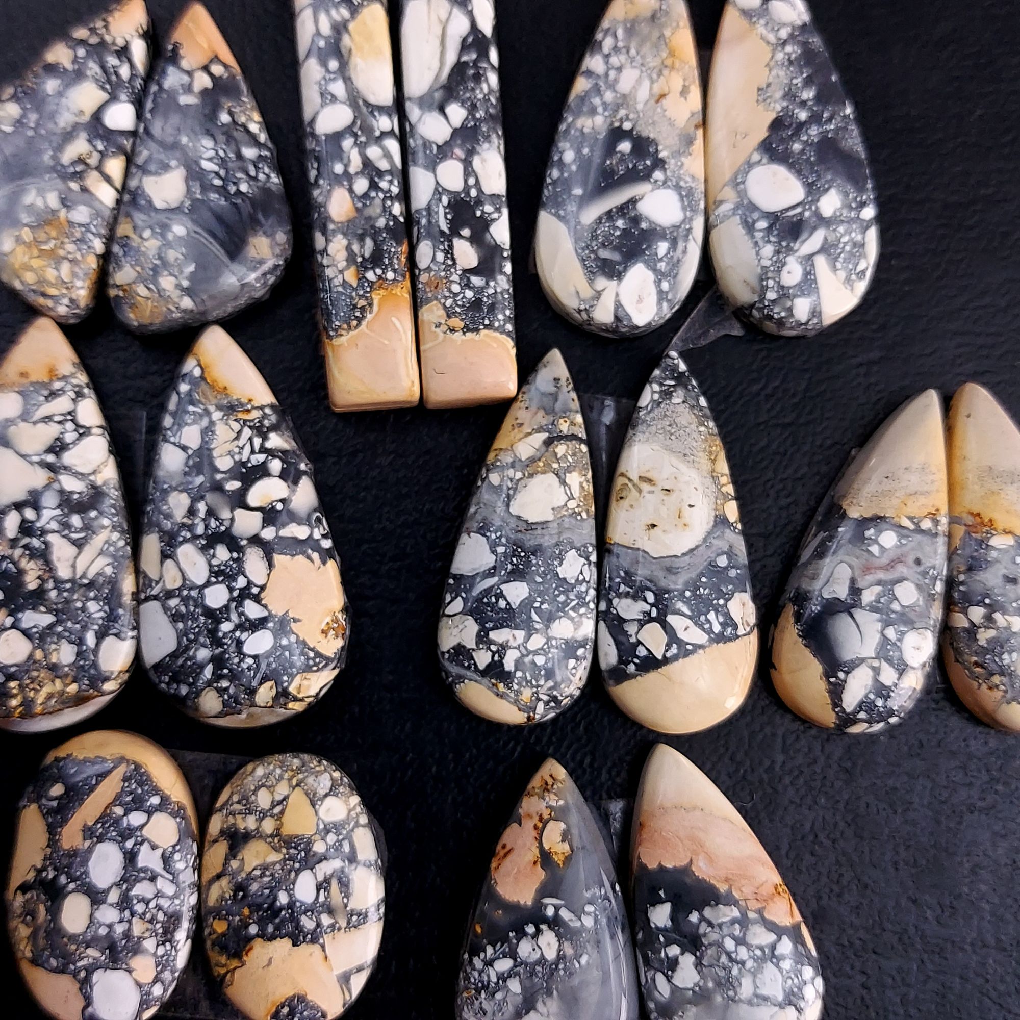 8 Pair 207 Cts Natural Maligano Jasper Cabochon Pair Lot Semi-Precious Gemstones For Jewelry Making 12x20-13x28mm 13248