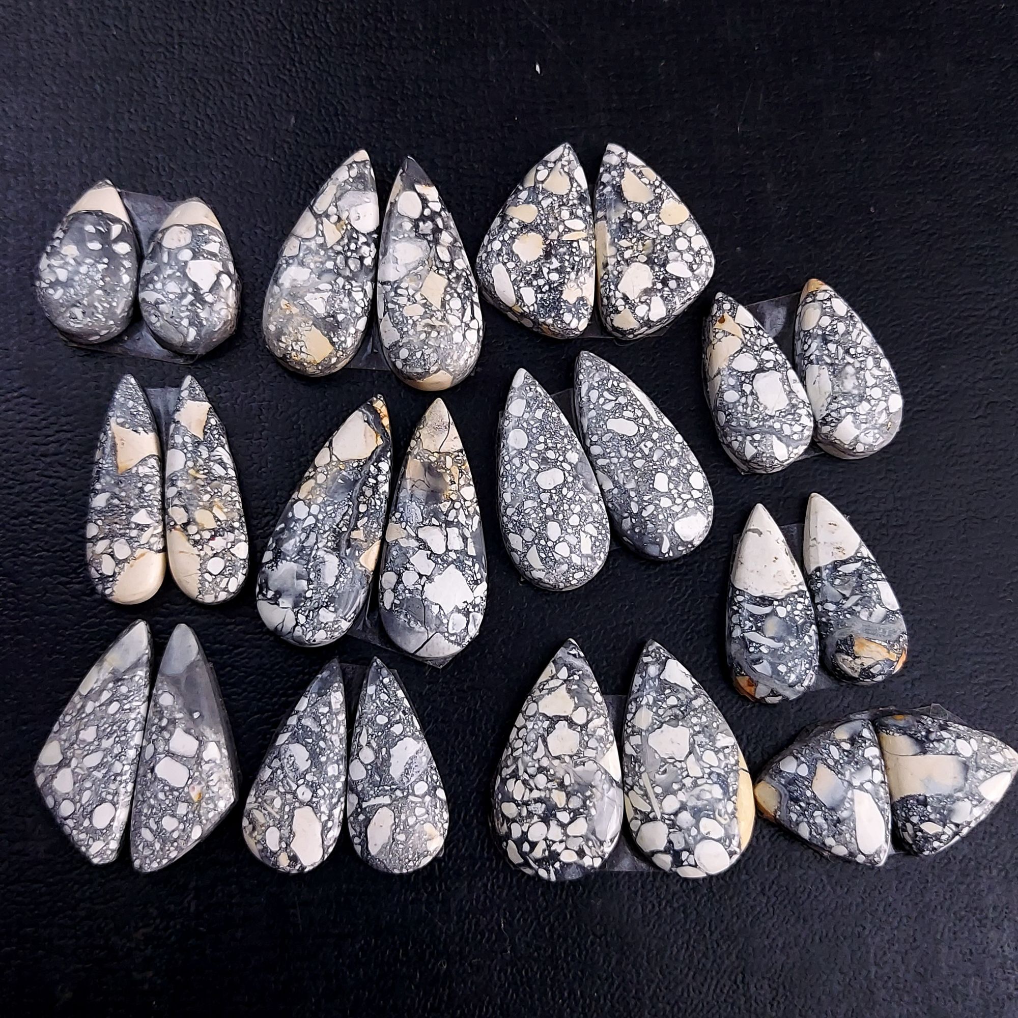 12 Pair 236 Cts Natural Maligano Jasper Cabochon Pair Lot Semi-Precious Gemstones For Jewelry Making 9x16-12x24mm 13251