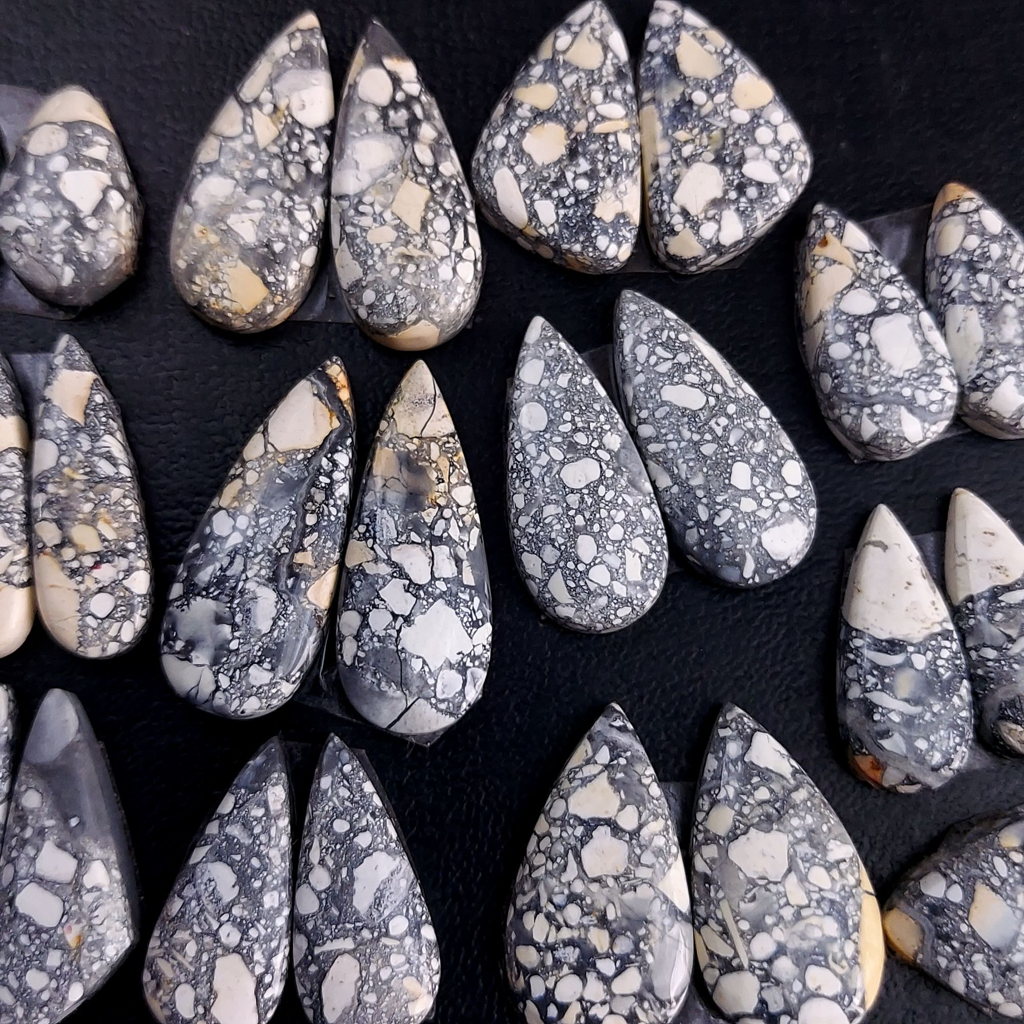 12 Pair 236 Cts Natural Maligano Jasper Cabochon Pair Lot Semi-Precious Gemstones For Jewelry Making 9x16-12x24mm 13251