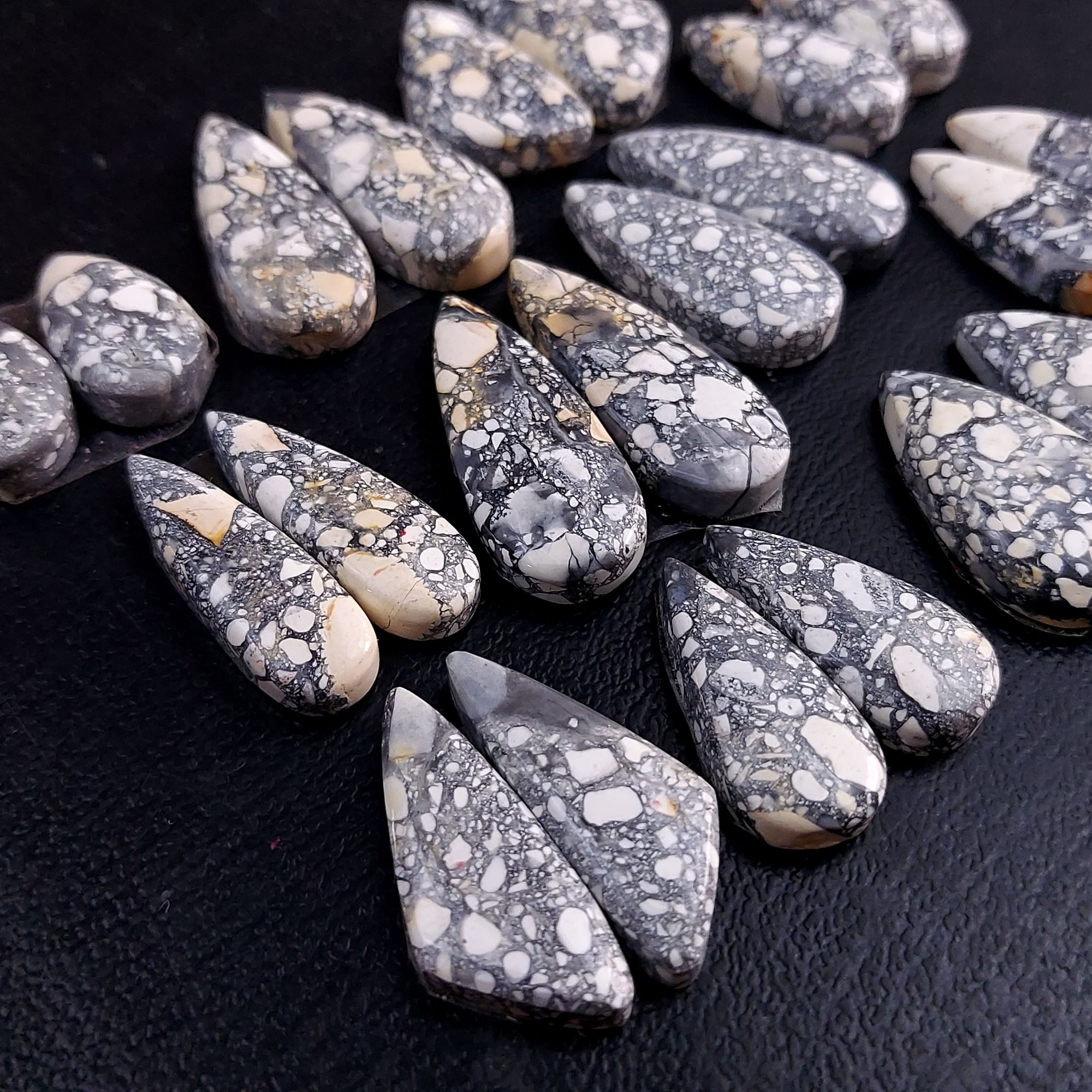 12 Pair 236 Cts Natural Maligano Jasper Cabochon Pair Lot Semi-Precious Gemstones For Jewelry Making 9x16-12x24mm 13251