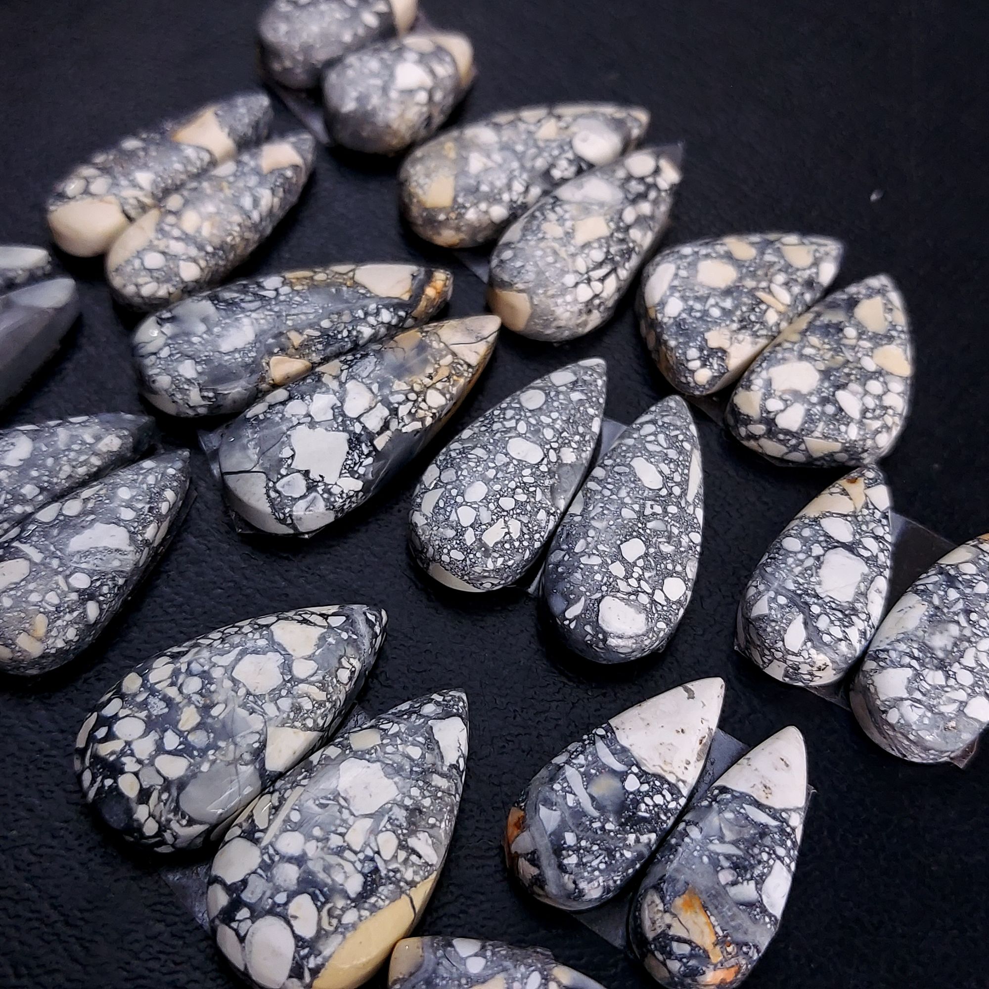 12 Pair 236 Cts Natural Maligano Jasper Cabochon Pair Lot Semi-Precious Gemstones For Jewelry Making 9x16-12x24mm R-13251
