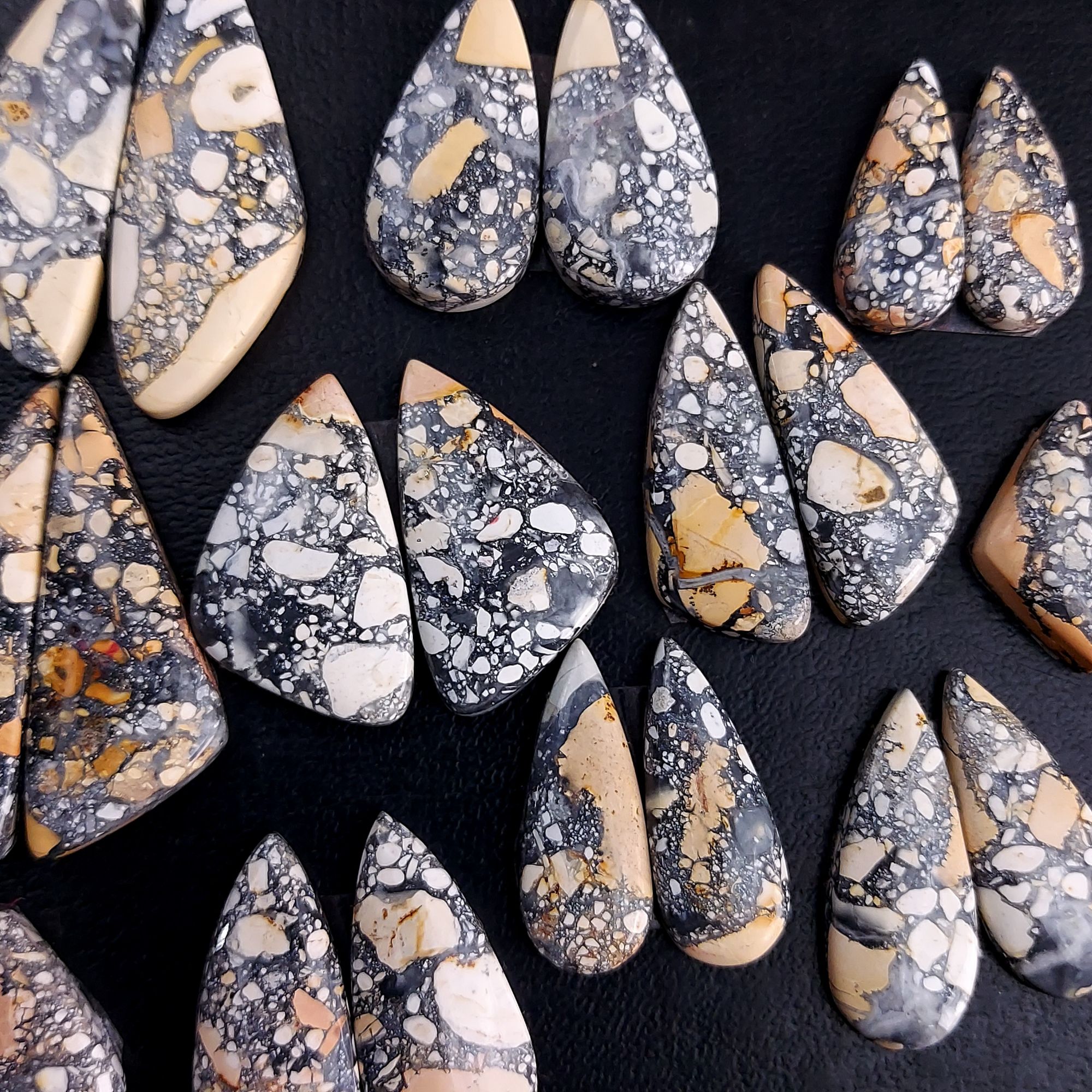 11 Pair 283 Cts Natural Maligano Jasper Cabochon Pair Lot Semi-Precious Gemstones For Jewelry Making 9x20-13x35mm R-13252