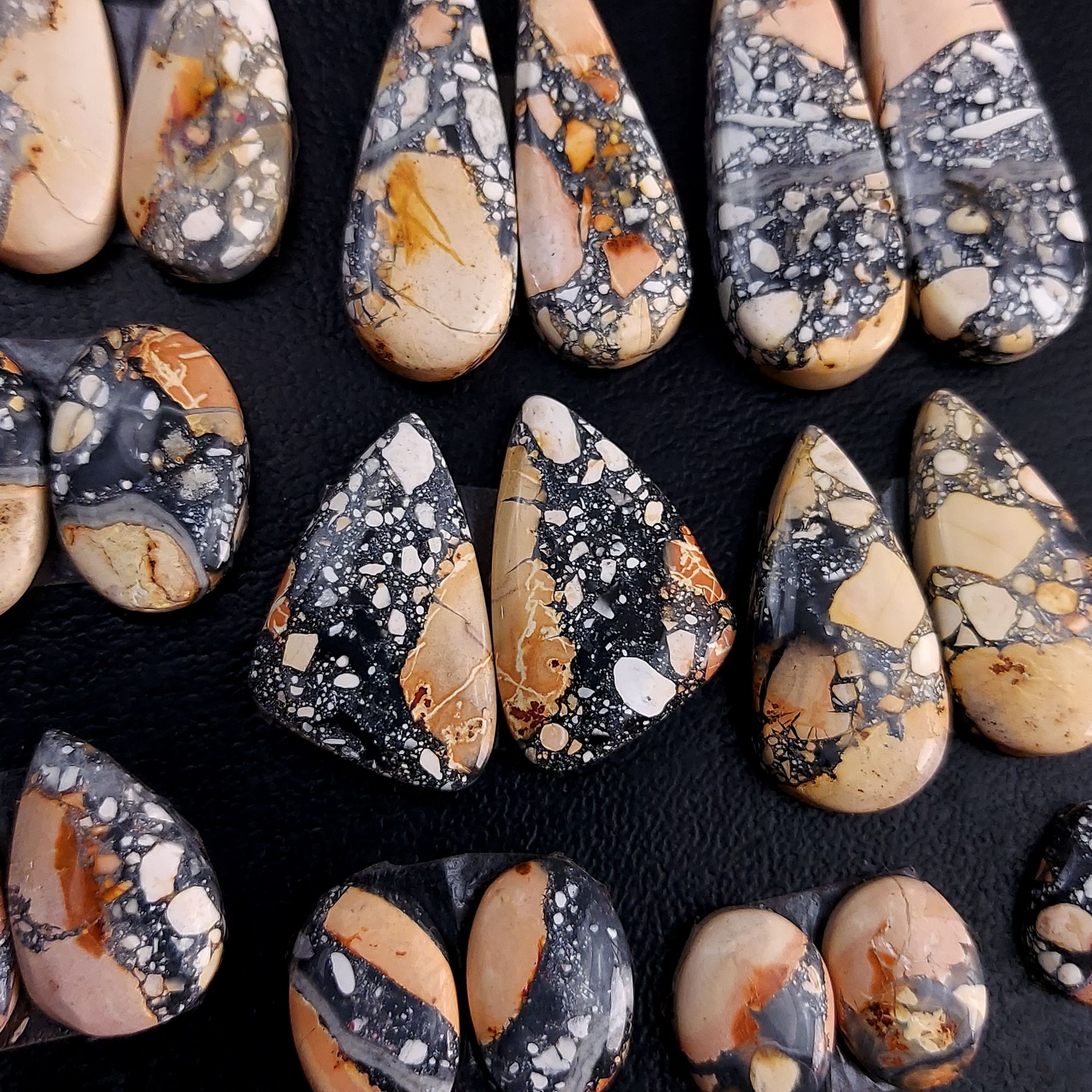 10 Pair 237 Cts Natural Maligano Jasper Cabochon Pair Lot Semi-Precious Gemstones For Jewelry Making 8x12-12x37mm 13256