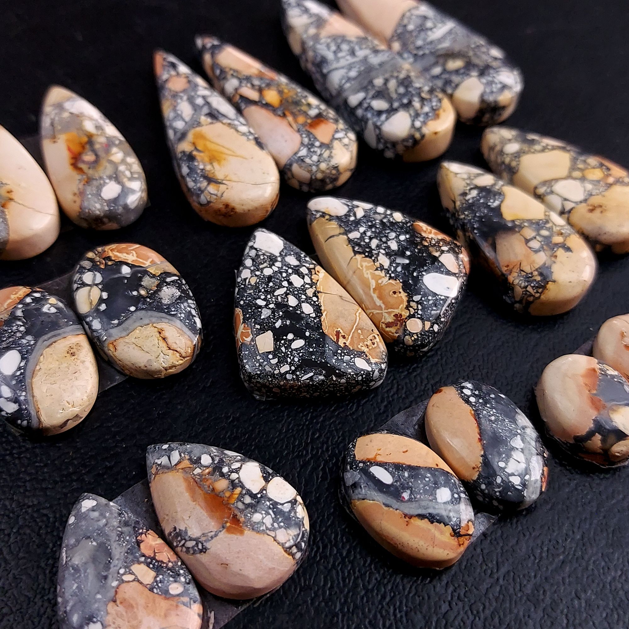 10 Pair 237 Cts Natural Maligano Jasper Cabochon Pair Lot Semi-Precious Gemstones For Jewelry Making 8x12-12x37mm 13256