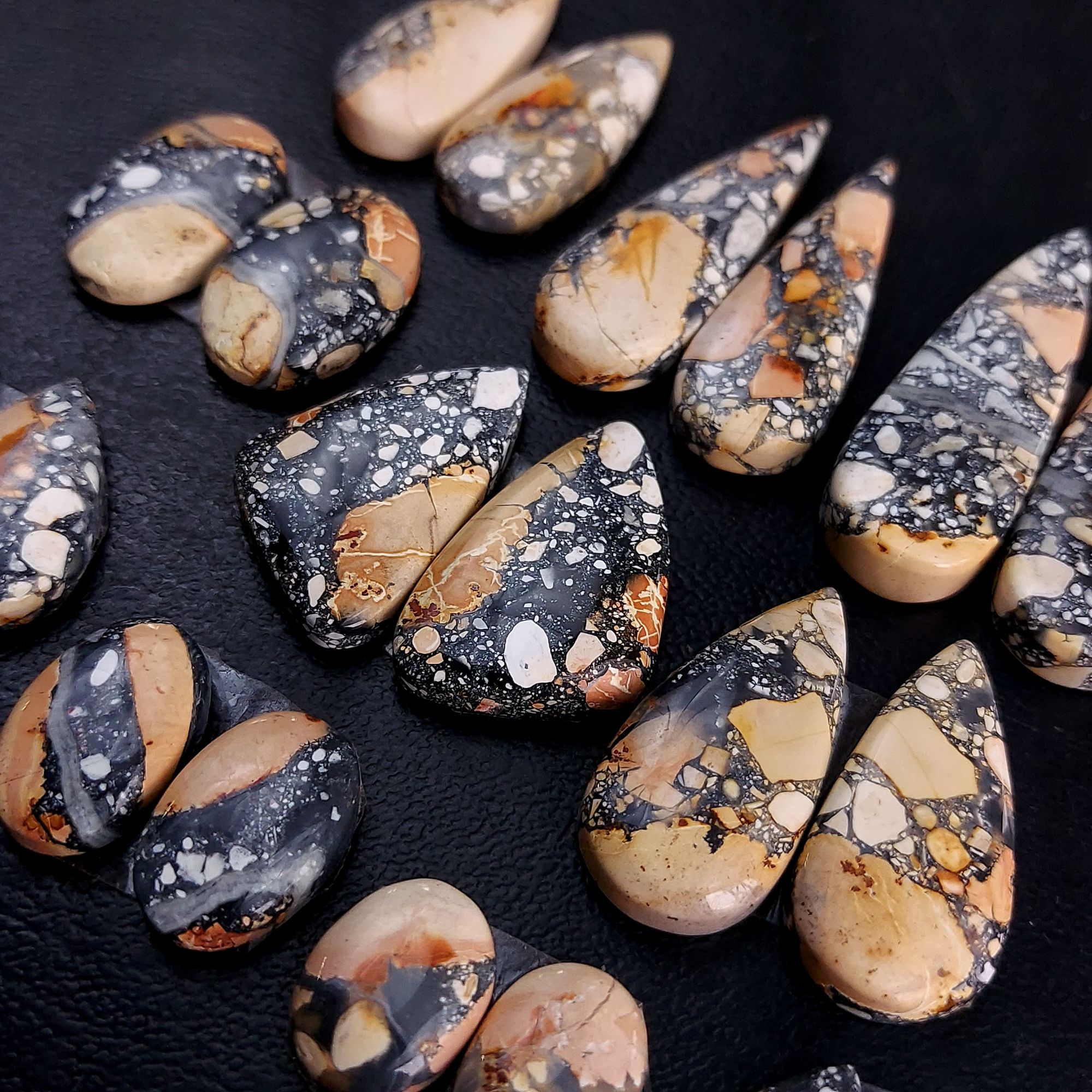 10 Pair 237 Cts Natural Maligano Jasper Cabochon Pair Lot Semi-Precious Gemstones For Jewelry Making 8x12-12x37mm 13256