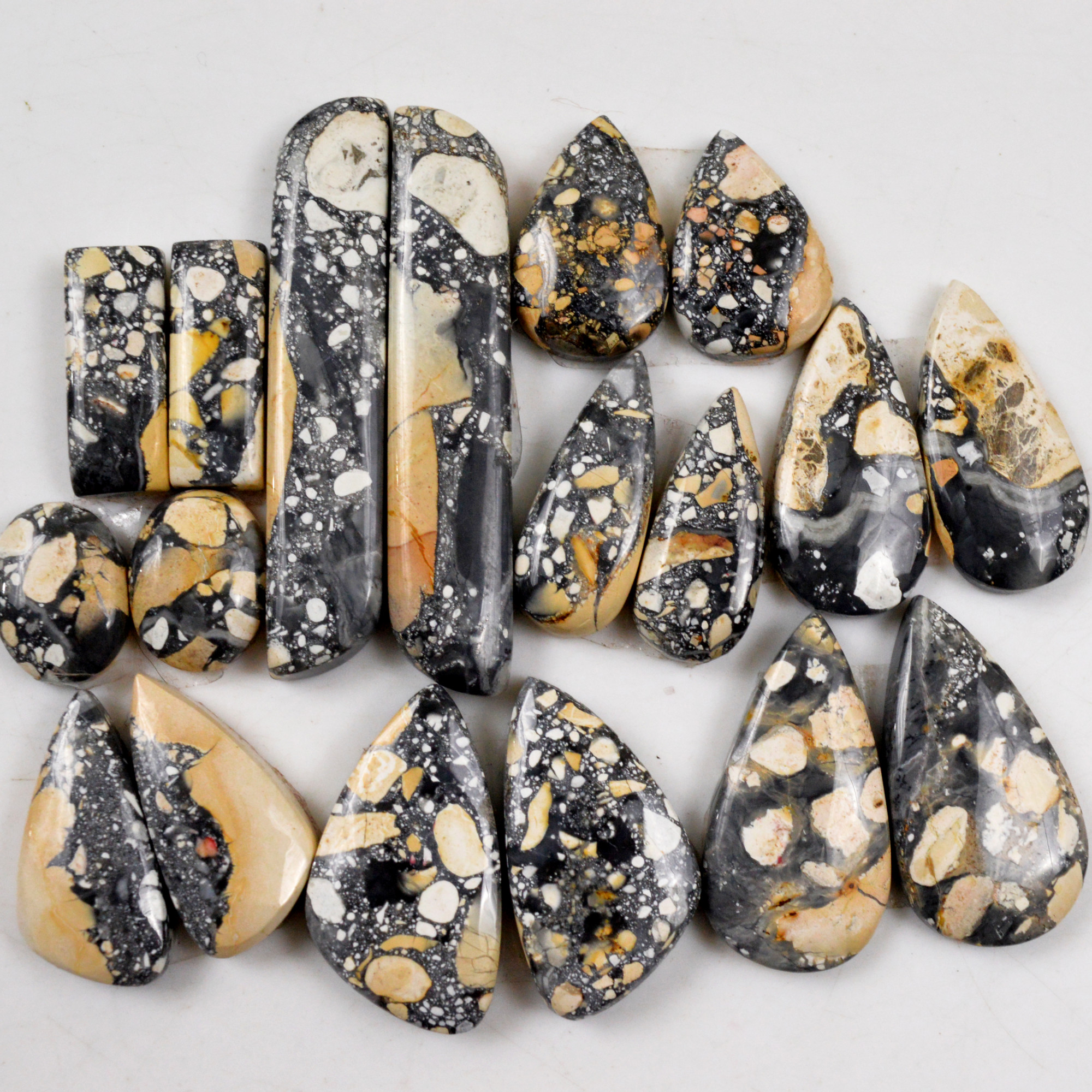 9 Pair 202 Cts Natural Maligano Jasper Cabochon Pair Lot Semi-Precious Gemstones For Jewelry Making 9x13-13x26mm R-13257
