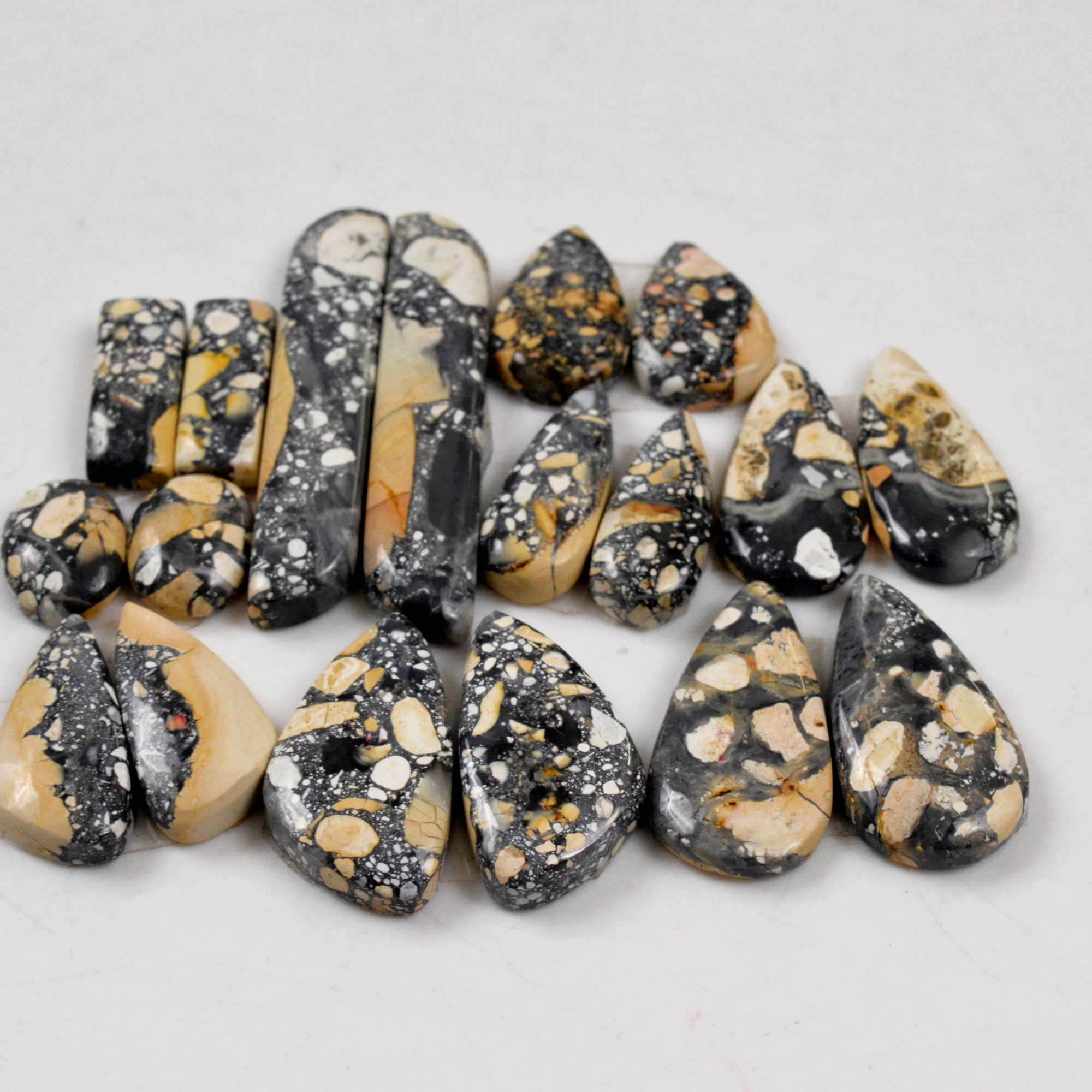 9 Pair 202 Cts Natural Maligano Jasper Cabochon Pair Lot Semi-Precious Gemstones For Jewelry Making 9x13-13x26mm R-13257