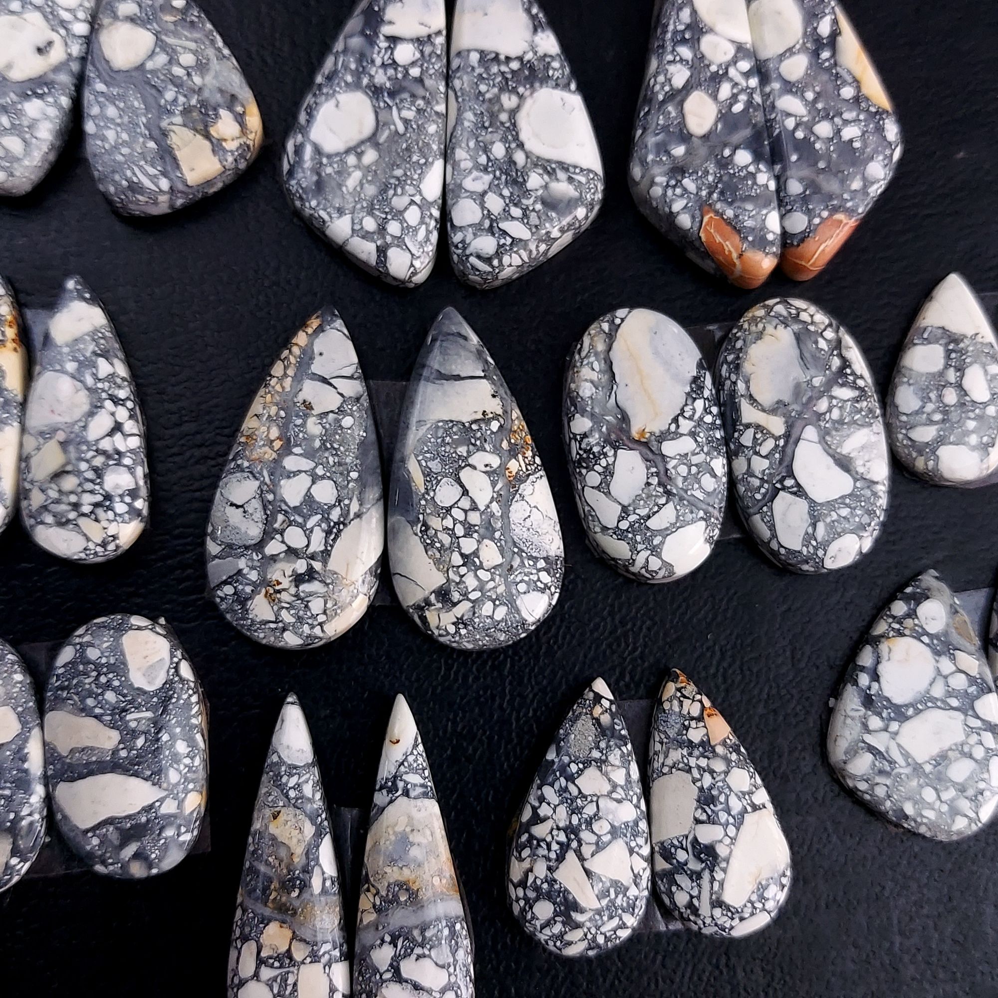 11 Pair 249 Cts Natural Maligano Jasper Cabochon Pair Lot Semi-Precious Gemstones For Jewelry Making 9x17-10x36mm R-13258