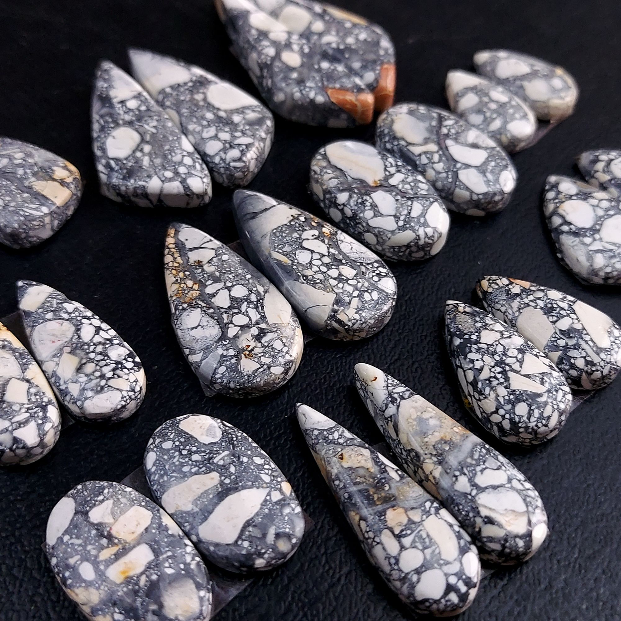 11 Pair 249 Cts Natural Maligano Jasper Cabochon Pair Lot Semi-Precious Gemstones For Jewelry Making 9x17-10x36mm R-13258
