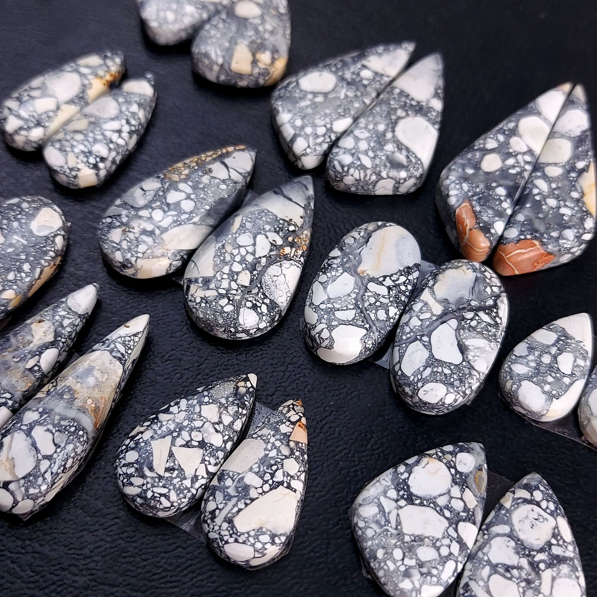 11 Pair 249 Cts Natural Maligano Jasper Cabochon Pair Lot Semi-Precious Gemstones For Jewelry Making 9x17-10x36mm 13258