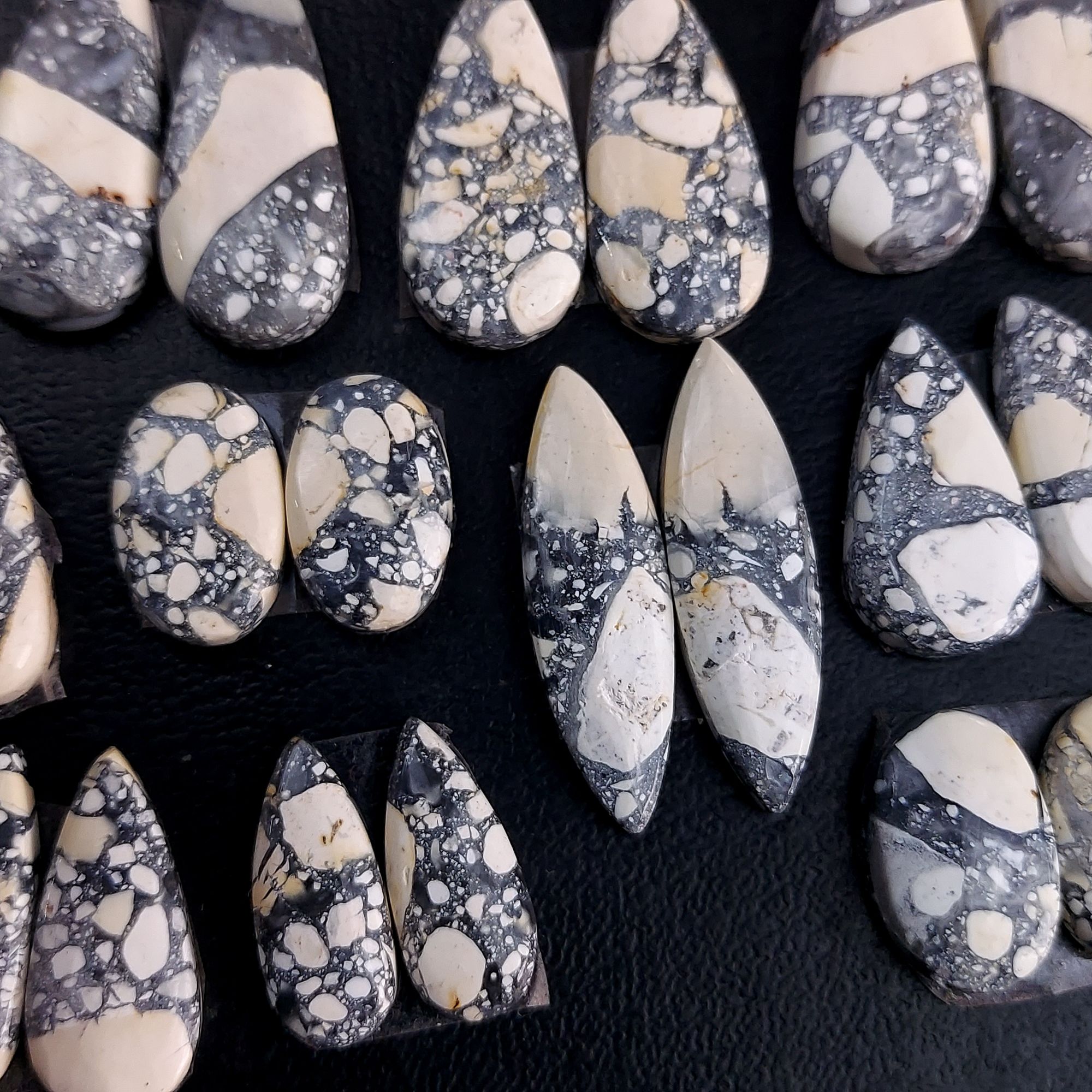 10 Pair 192 Cts Natural Maligano Jasper Cabochon Pair Lot Semi-Precious Gemstones For Jewelry Making 7x17-11x26mm R-13260