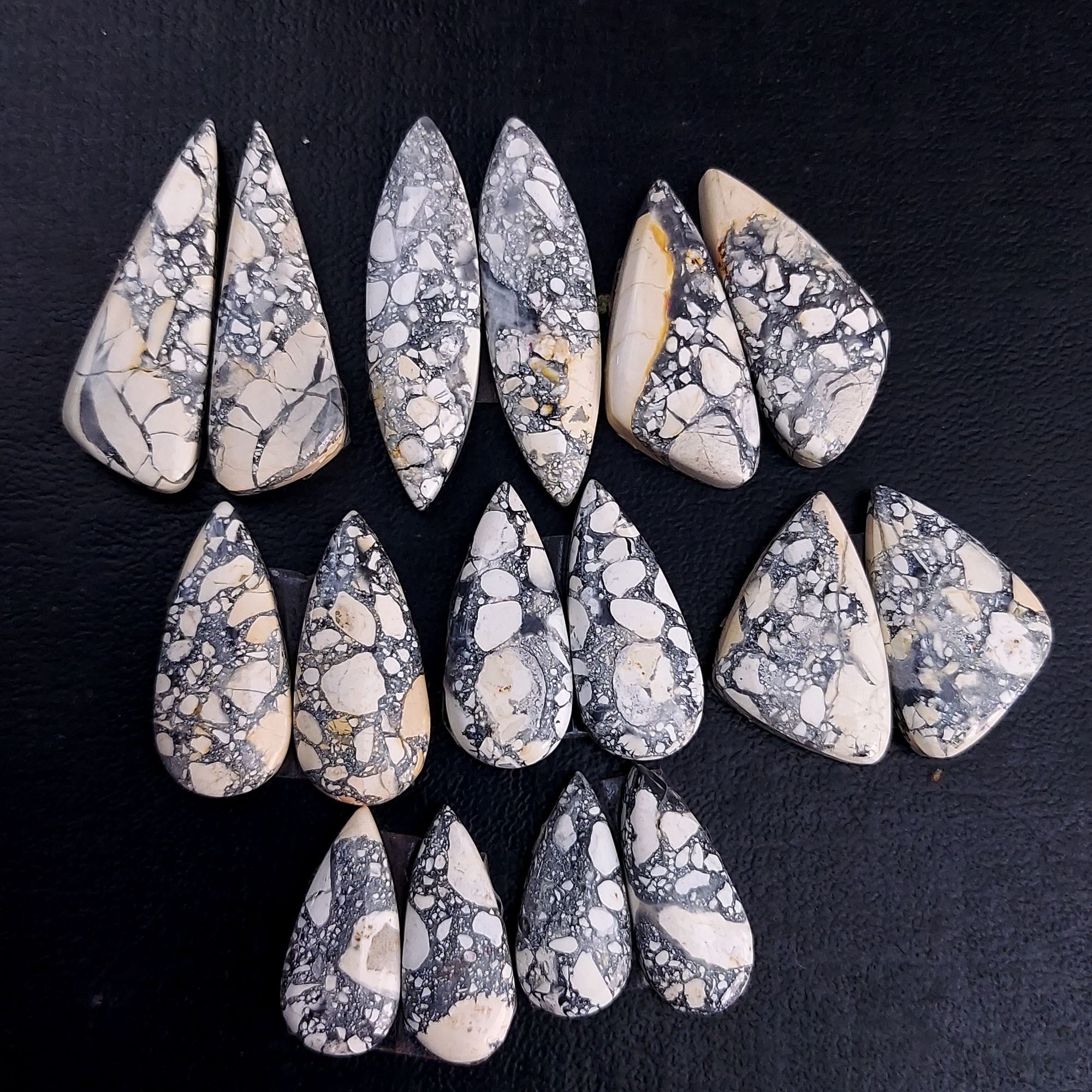 8 Pair 205 Cts Natural Maligano Jasper Cabochon Pair Lot Semi-Precious Gemstones For Jewelry Making 9x21-9x35mm R-13266