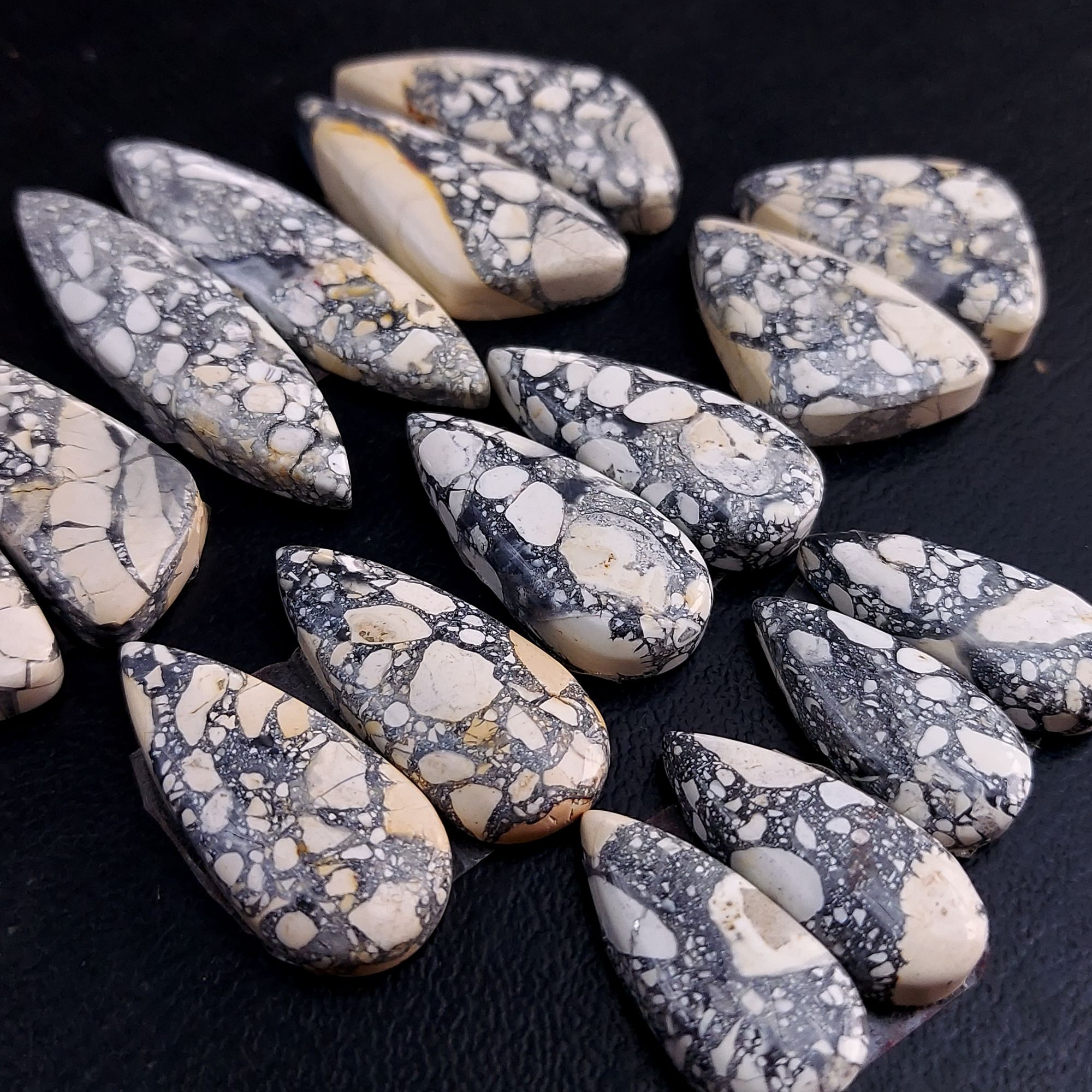 8 Pair 205 Cts Natural Maligano Jasper Cabochon Pair Lot Semi-Precious Gemstones For Jewelry Making 9x21-9x35mm R-13266