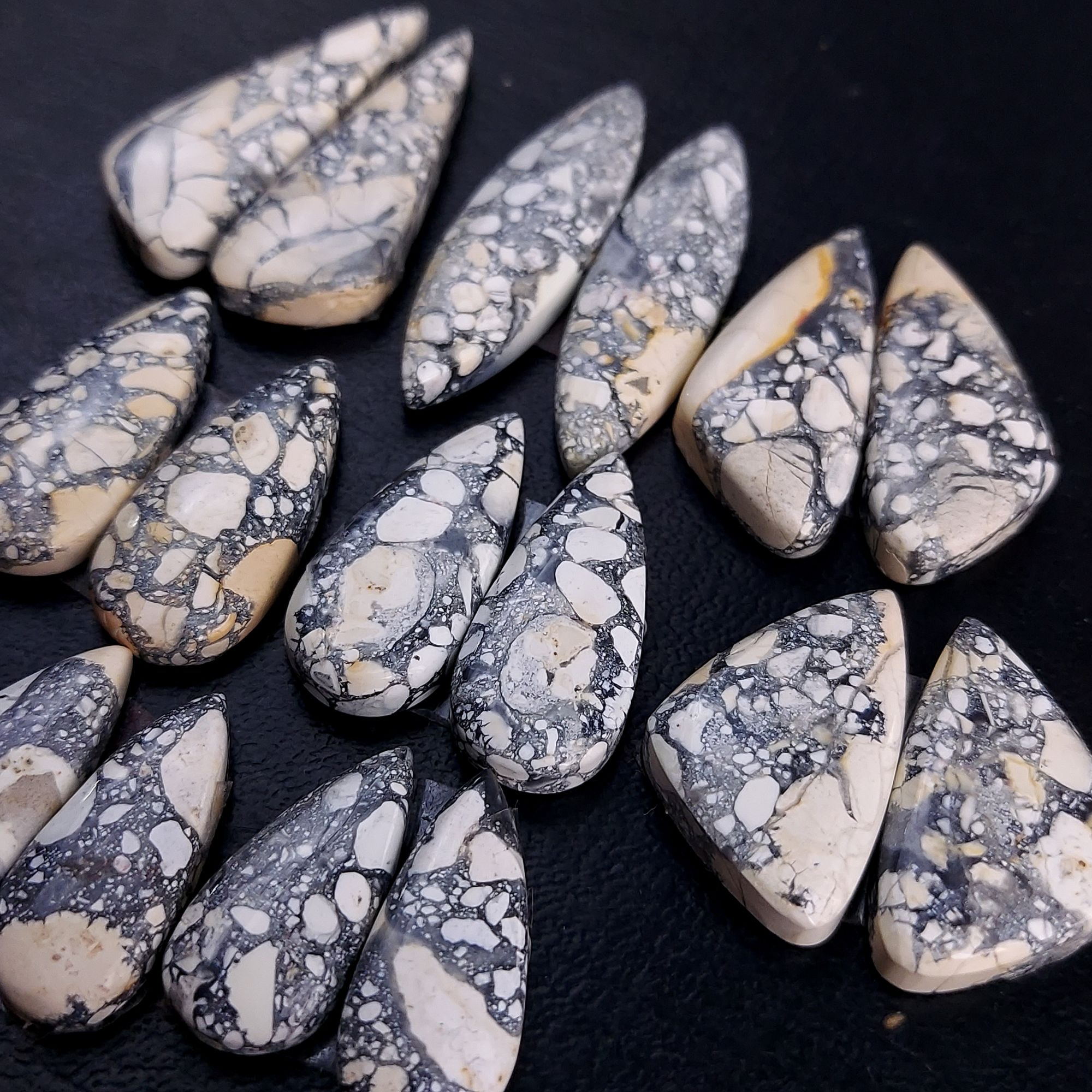 8 Pair 205 Cts Natural Maligano Jasper Cabochon Pair Lot Semi-Precious Gemstones For Jewelry Making 9x21-9x35mm R-13266