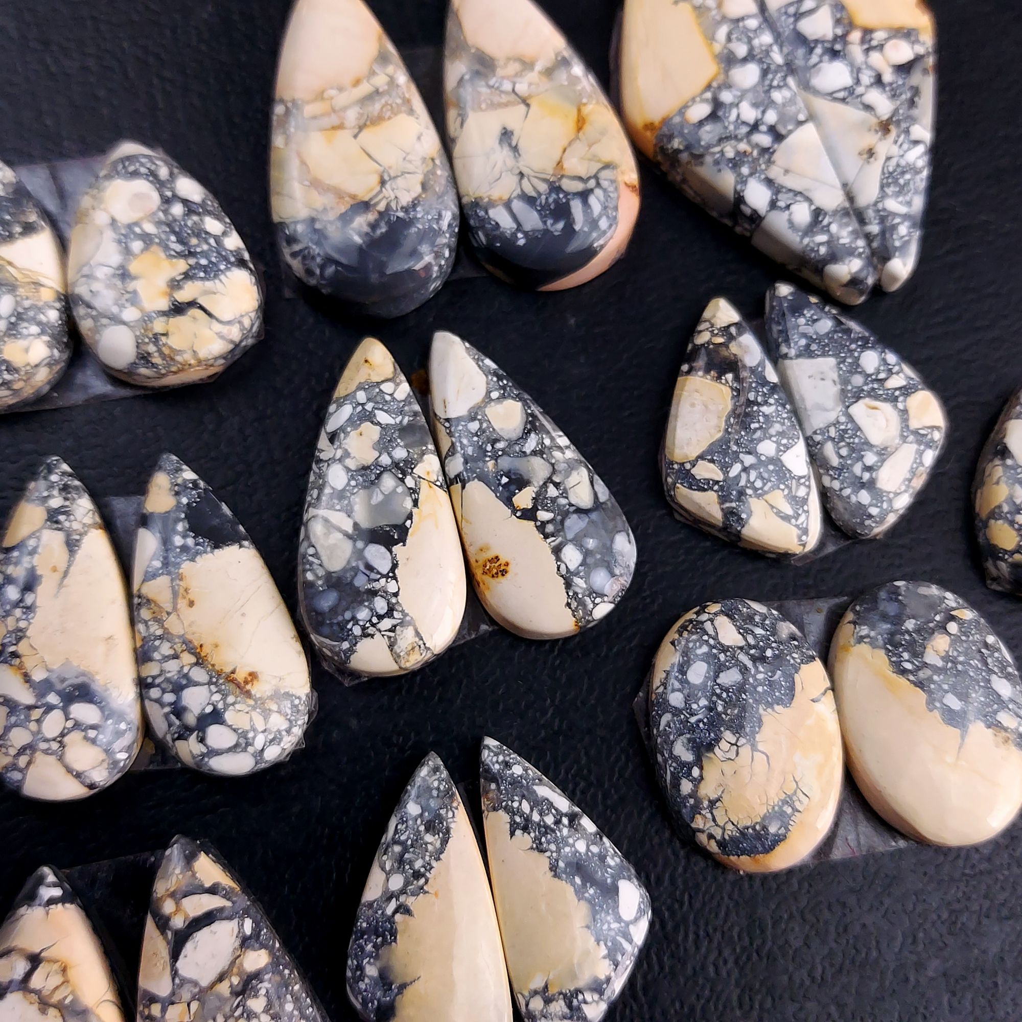 10 Pair 190 Cts Natural Maligano Jasper Cabochon Pair Lot Semi-Precious Gemstones For Jewelry Making 8x15-11x35mm R-13269