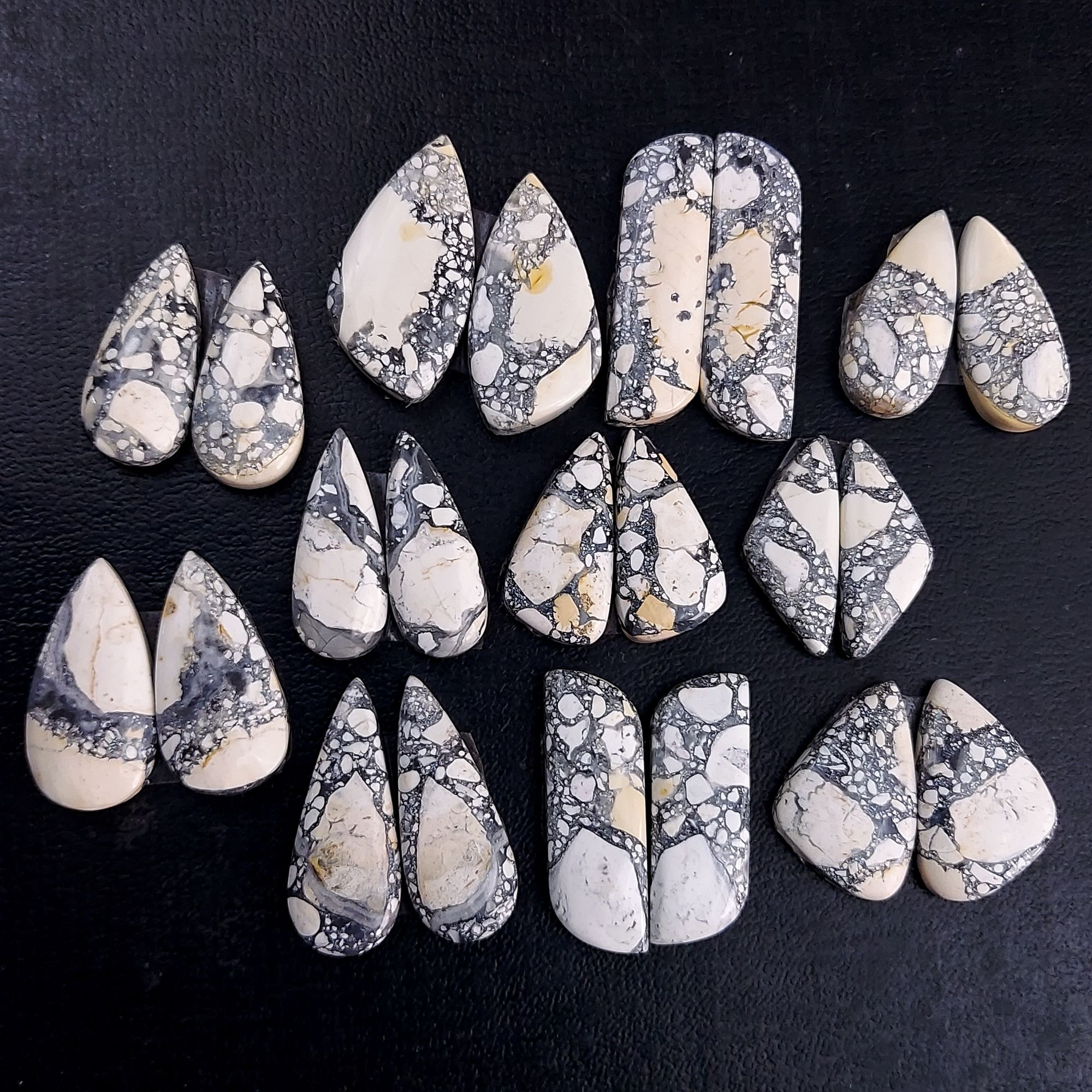 11 Pair 289 Cts Natural Maligano Jasper Cabochon Pair Lot Semi-Precious Gemstones For Jewelry Making 11x22-14x28mm R-13272