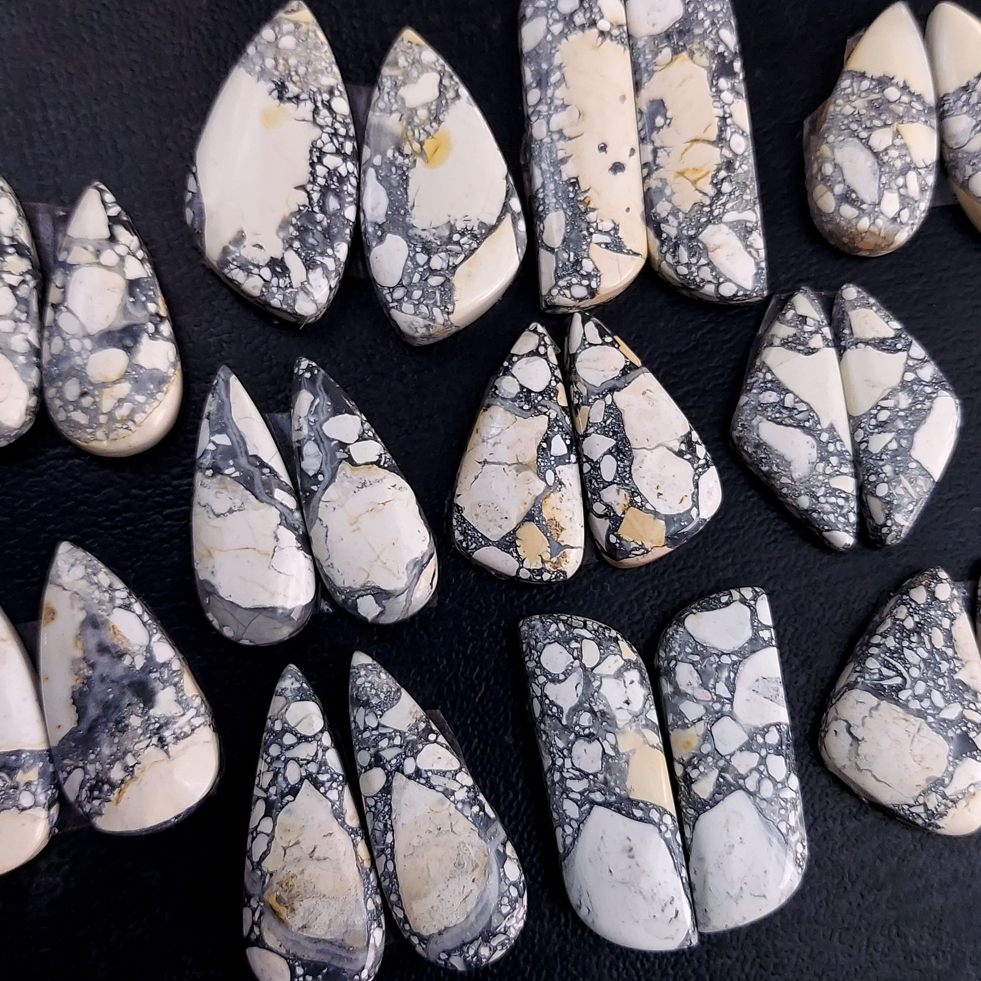 11 Pair 289 Cts Natural Maligano Jasper Cabochon Pair Lot Semi-Precious Gemstones For Jewelry Making 11x22-14x28mm R-13272