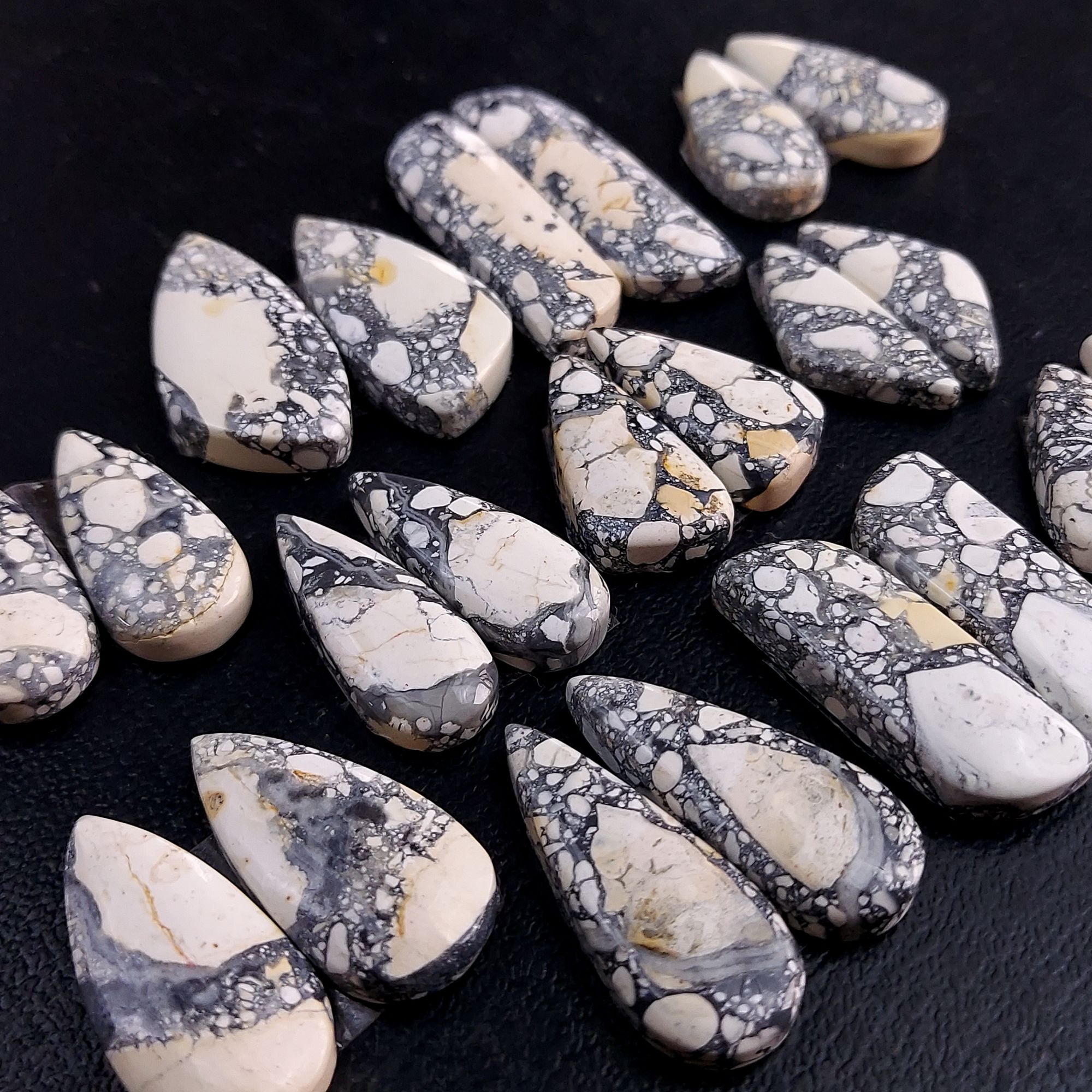 11 Pair 289 Cts Natural Maligano Jasper Cabochon Pair Lot Semi-Precious Gemstones For Jewelry Making 11x22-14x28mm R-13272