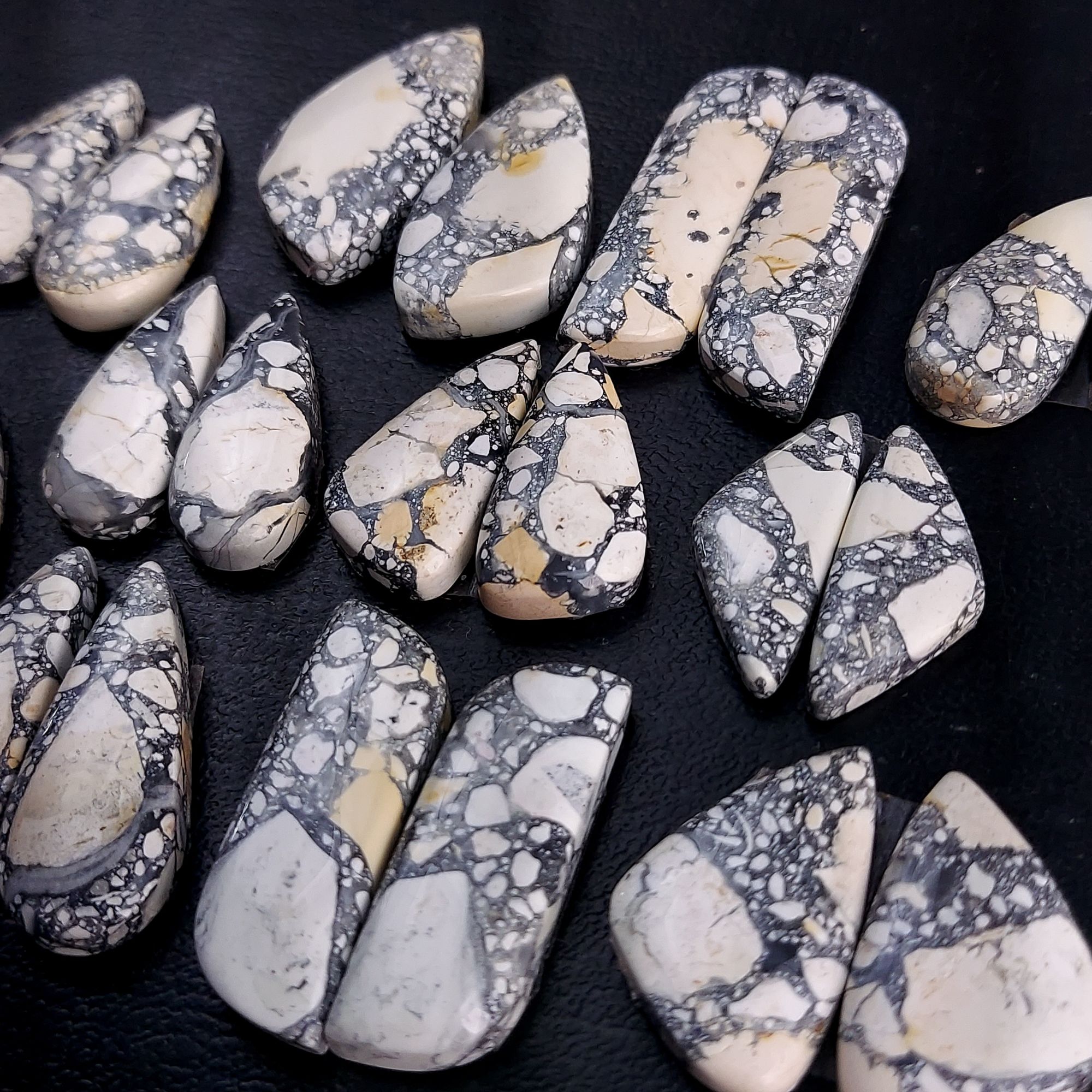 11 Pair 289 Cts Natural Maligano Jasper Cabochon Pair Lot Semi-Precious Gemstones For Jewelry Making 11x22-14x28mm R-13272