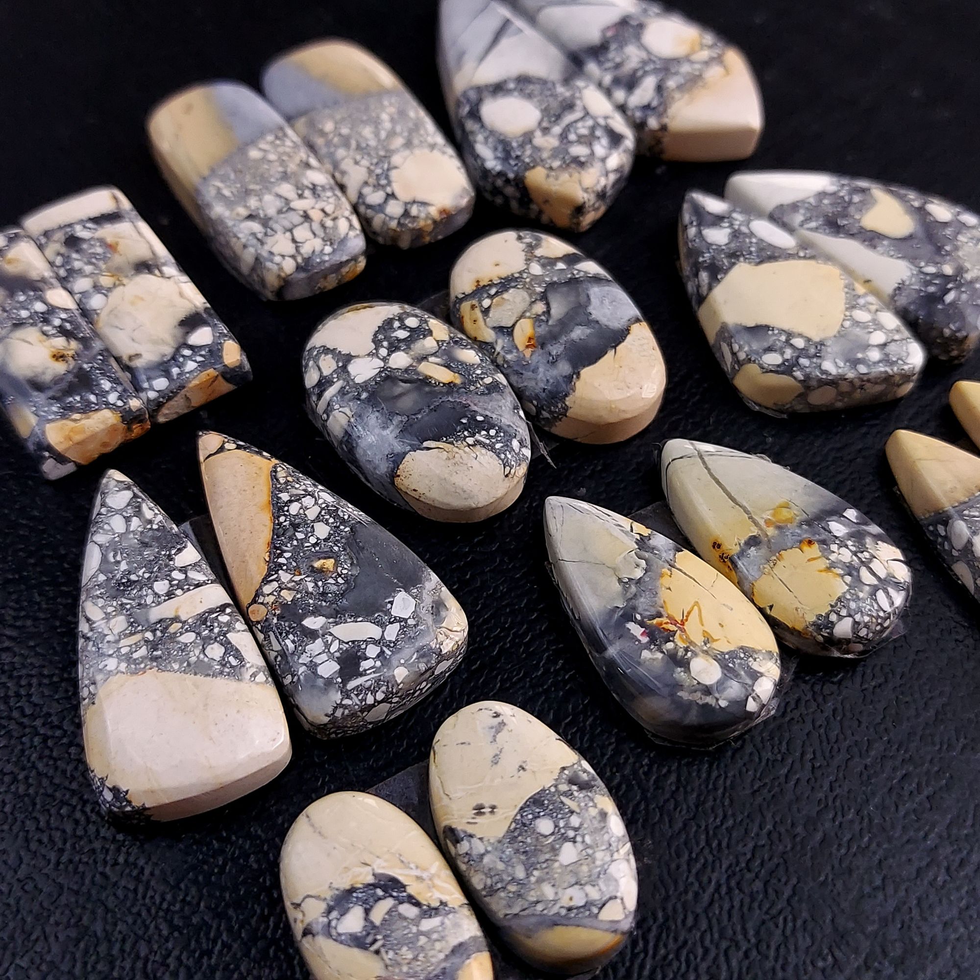 9 Pair 231 Cts Natural Maligano Jasper Cabochon Pair Lot Semi-Precious Gemstones For Jewelry Making 9x17-14x32mm R-13278