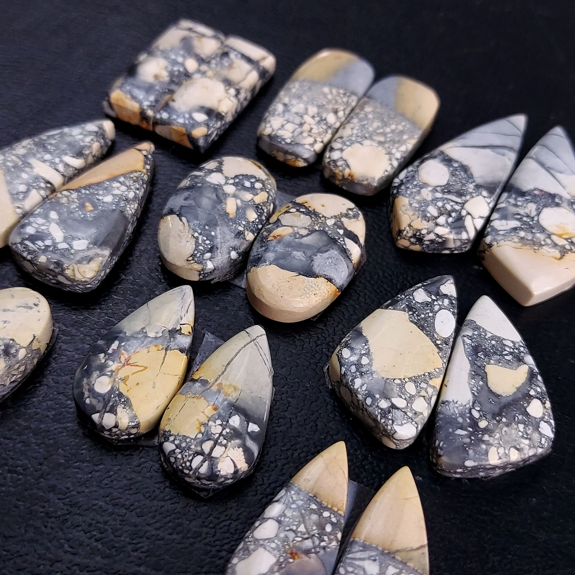 9 Pair 231 Cts Natural Maligano Jasper Cabochon Pair Lot Semi-Precious Gemstones For Jewelry Making 9x17-14x32mm R-13278