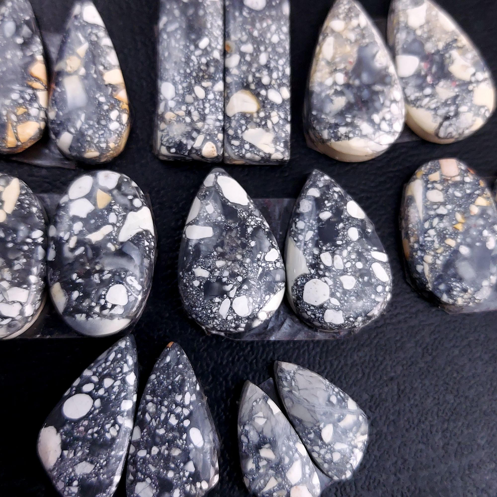 8 Pair 162 Cts Natural Maligano Jasper Cabochon Pair Lot Semi-Precious Gemstones For Jewelry Making 7x15-11x21mm R-13280