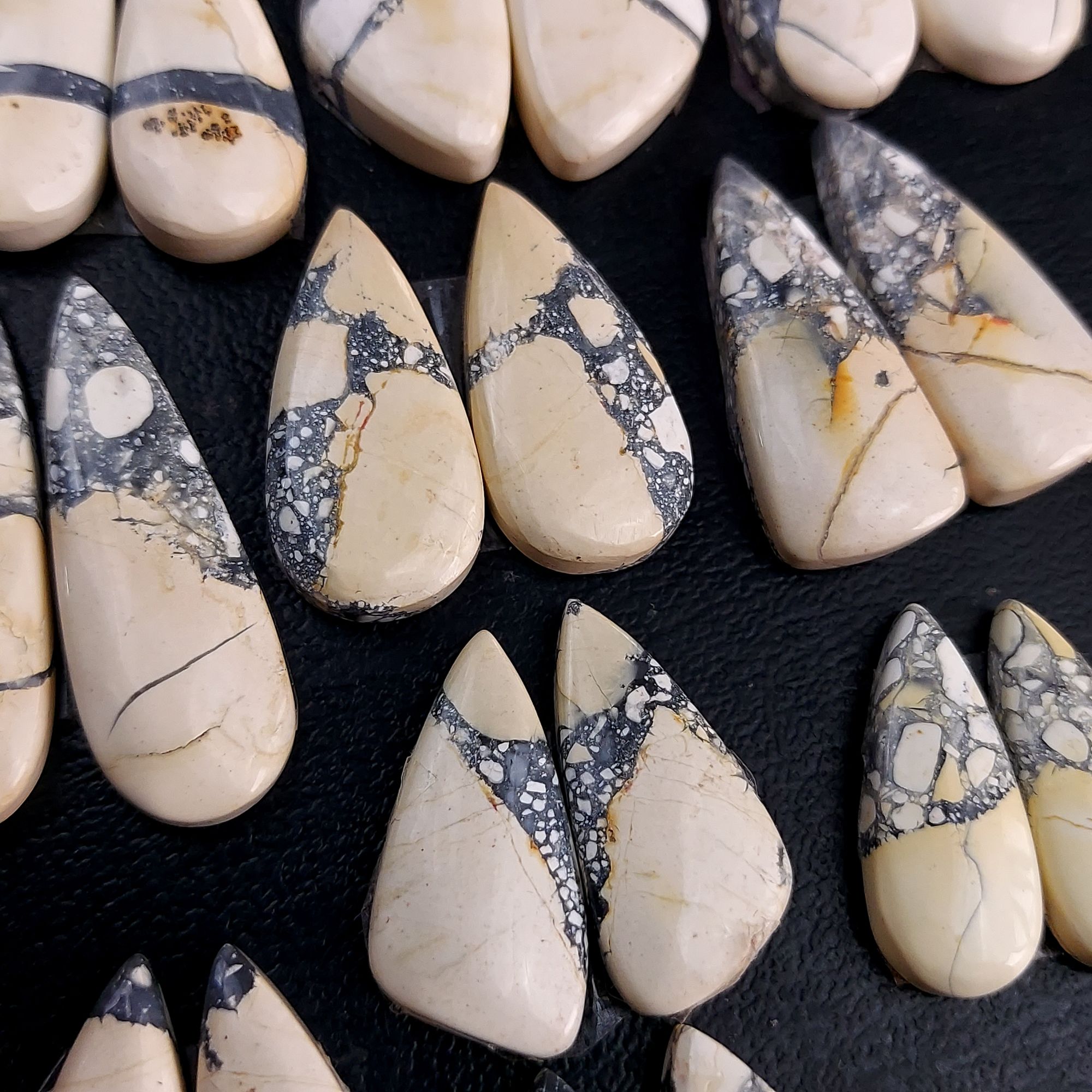 11 Pair 261 Cts Natural Maligano Jasper Cabochon Pair Lot Semi-Precious Gemstones For Jewelry Making 10x20-11x32mm R-13283