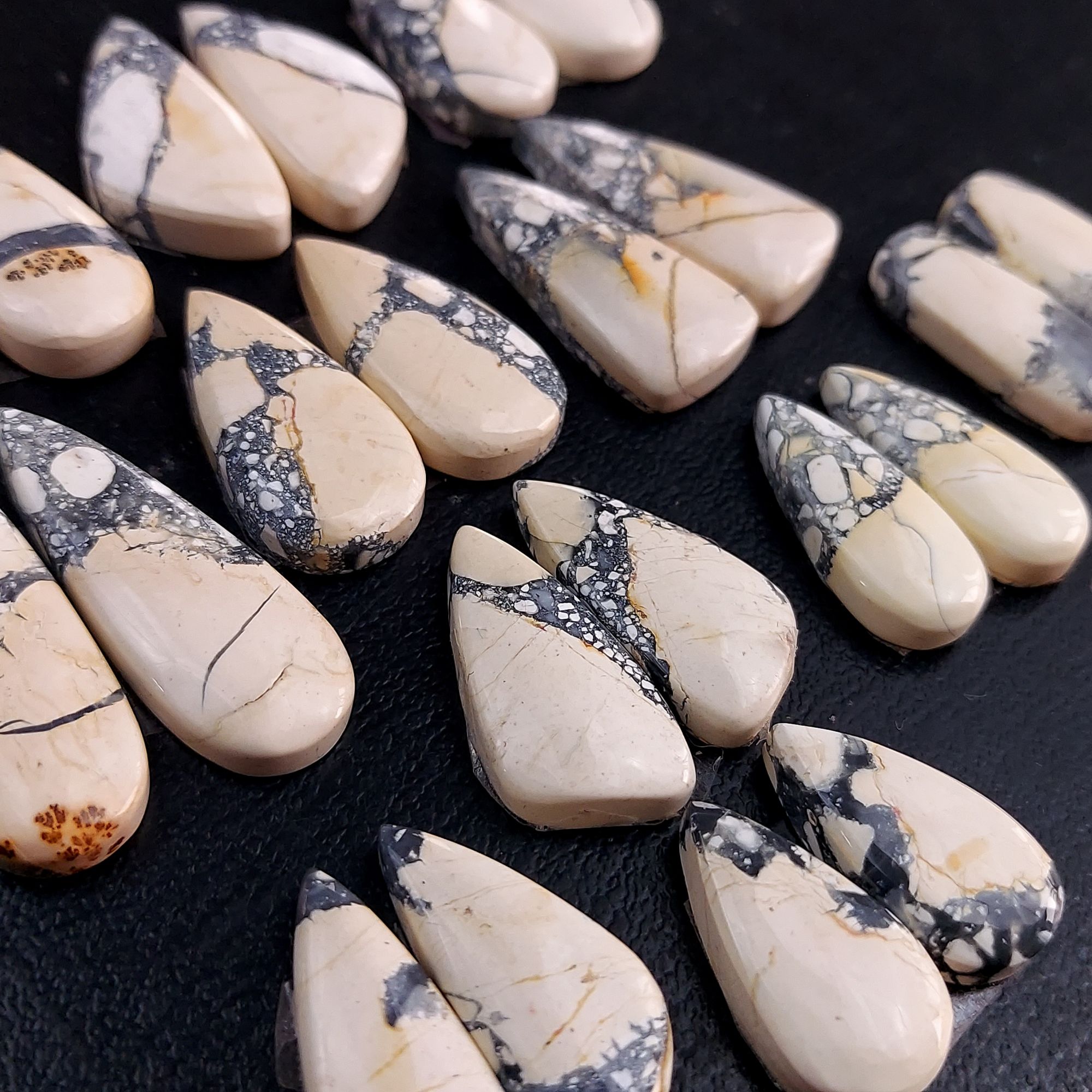 11 Pair 261 Cts Natural Maligano Jasper Cabochon Pair Lot Semi-Precious Gemstones For Jewelry Making 10x20-11x32mm 13283