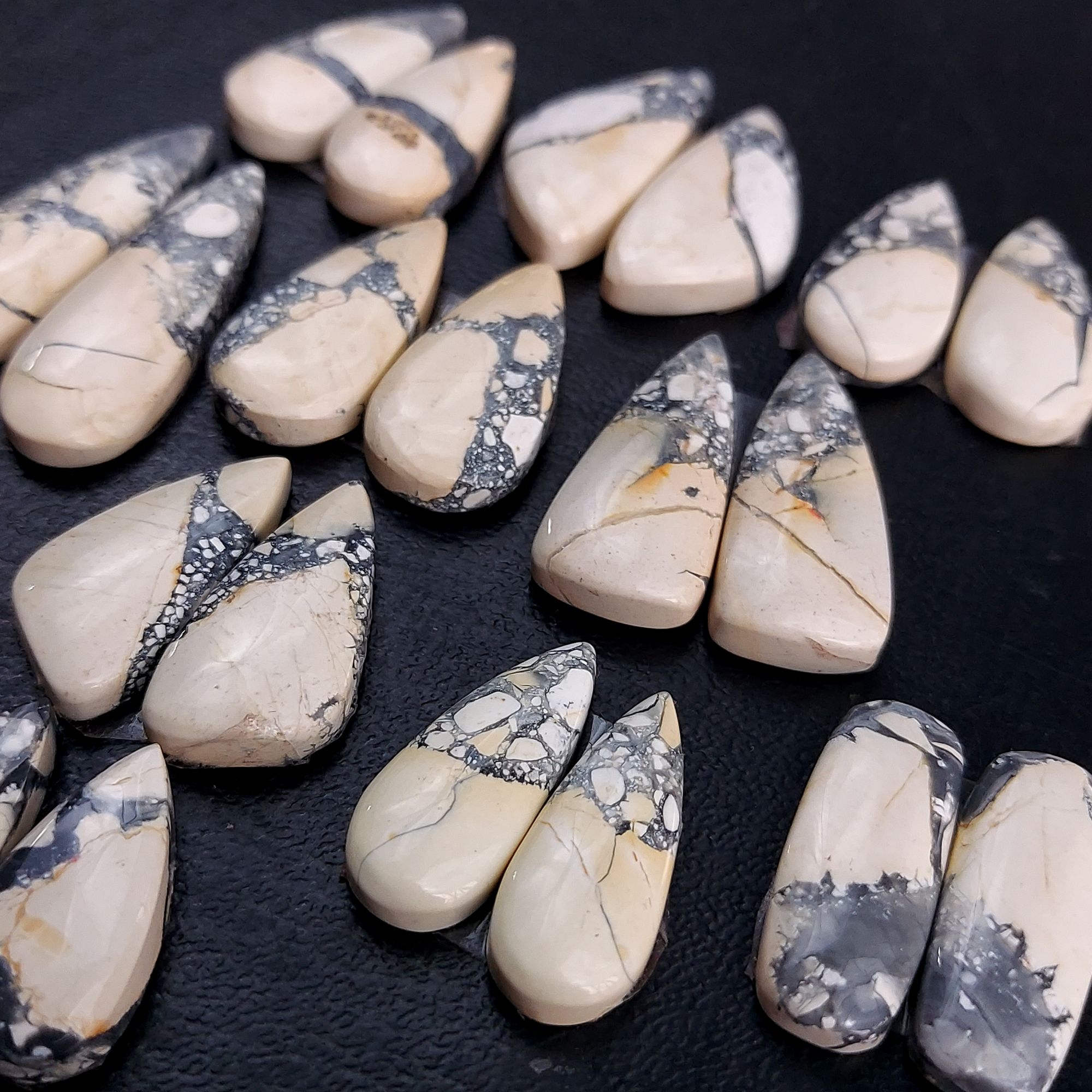11 Pair 261 Cts Natural Maligano Jasper Cabochon Pair Lot Semi-Precious Gemstones For Jewelry Making 10x20-11x32mm R-13283