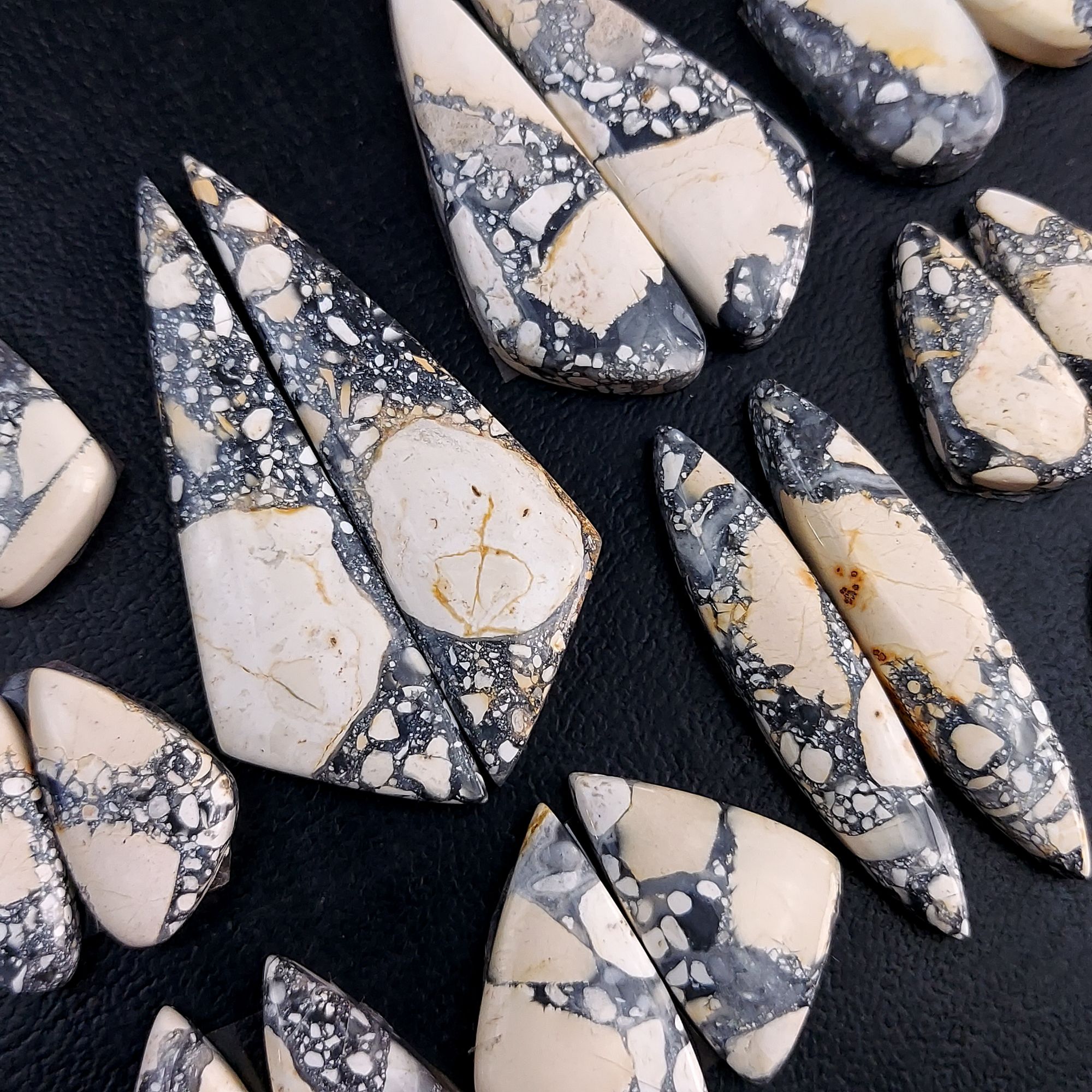 10 Pair 280 Cts Natural Maligano Jasper Cabochon Pair Lot Semi-Precious Gemstones For Jewelry Making 9x20-14x48mm R-13285