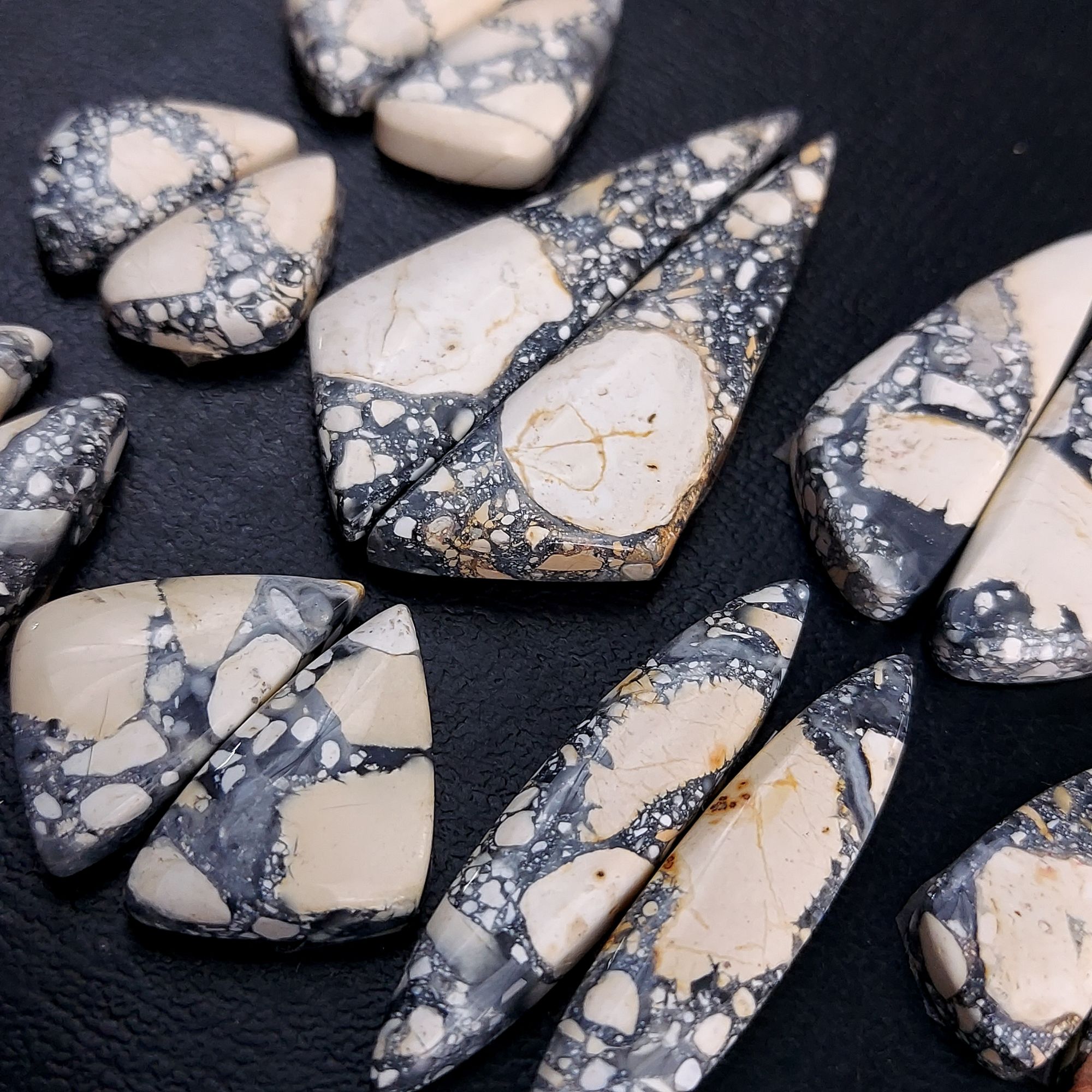 10 Pair 280 Cts Natural Maligano Jasper Cabochon Pair Lot Semi-Precious Gemstones For Jewelry Making 9x20-14x48mm R-13285