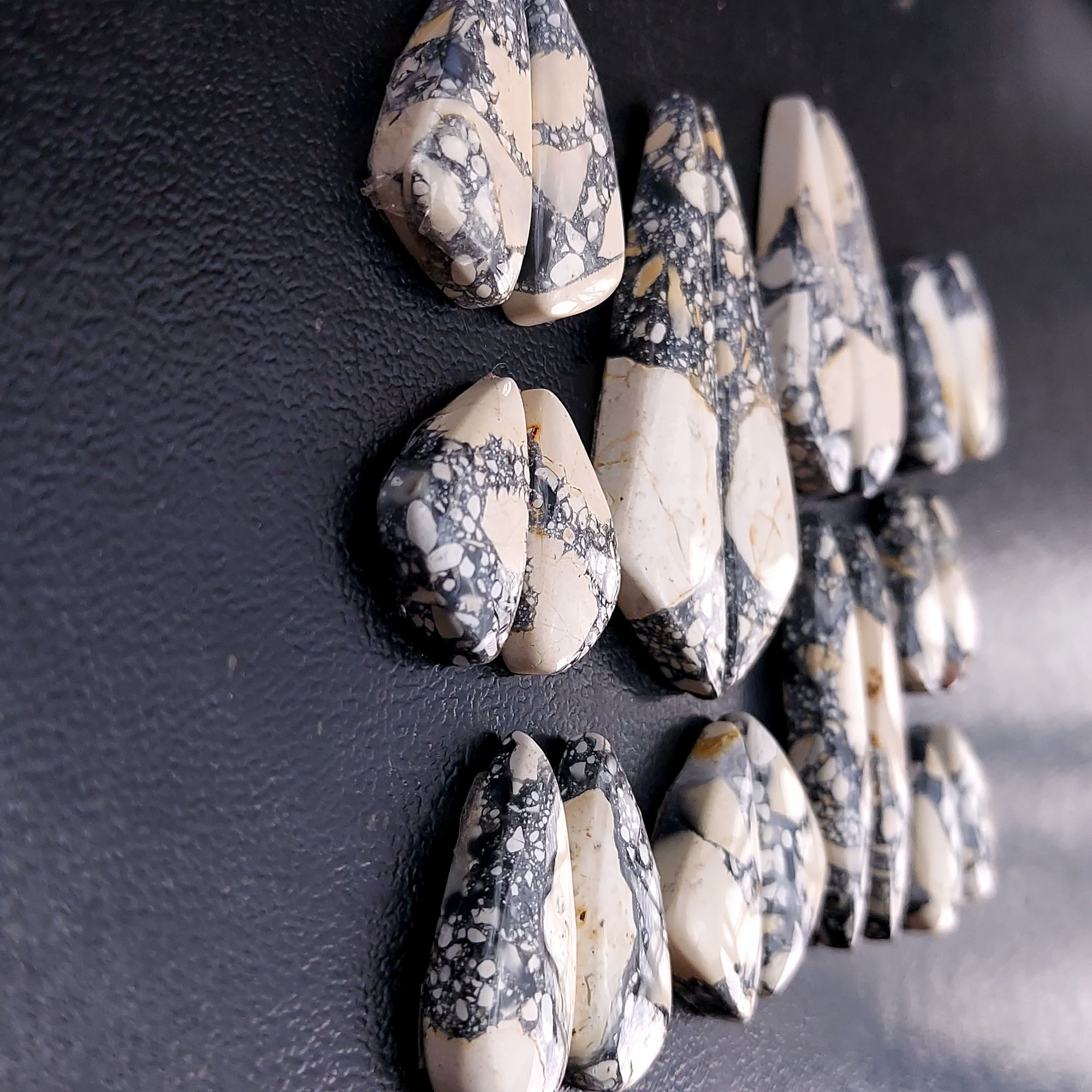 10 Pair 280 Cts Natural Maligano Jasper Cabochon Pair Lot Semi-Precious Gemstones For Jewelry Making 9x20-14x48mm 13285