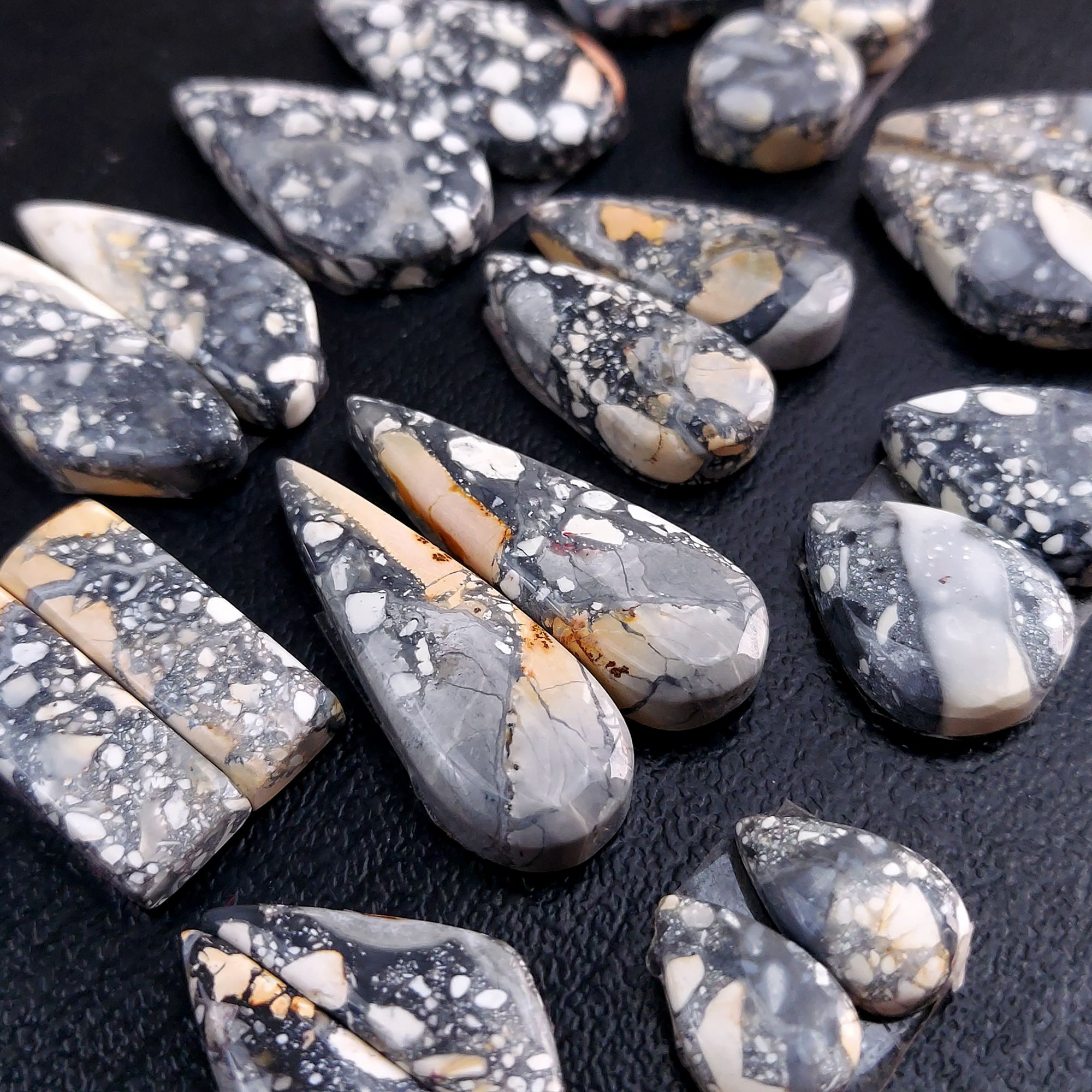 12 Pair 220 Cts Natural Maligano Jasper Cabochon Pair Lot Semi-Precious Gemstones For Jewelry Making 7x12-13x26mm R-13286