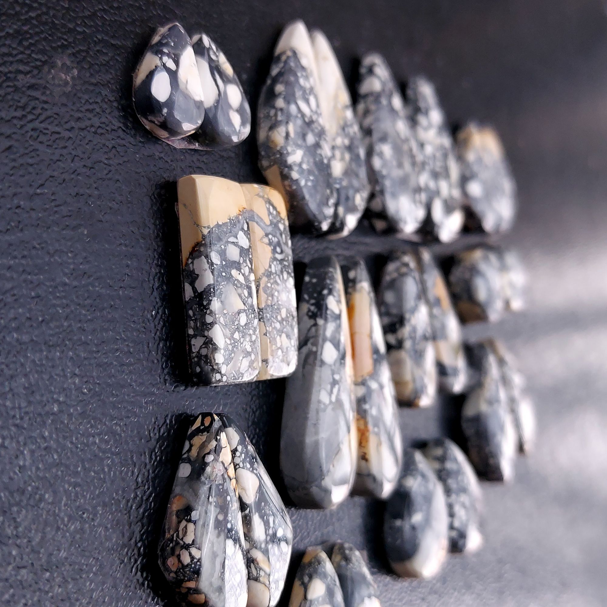 12 Pair 220 Cts Natural Maligano Jasper Cabochon Pair Lot Semi-Precious Gemstones For Jewelry Making 7x12-13x26mm R-13286