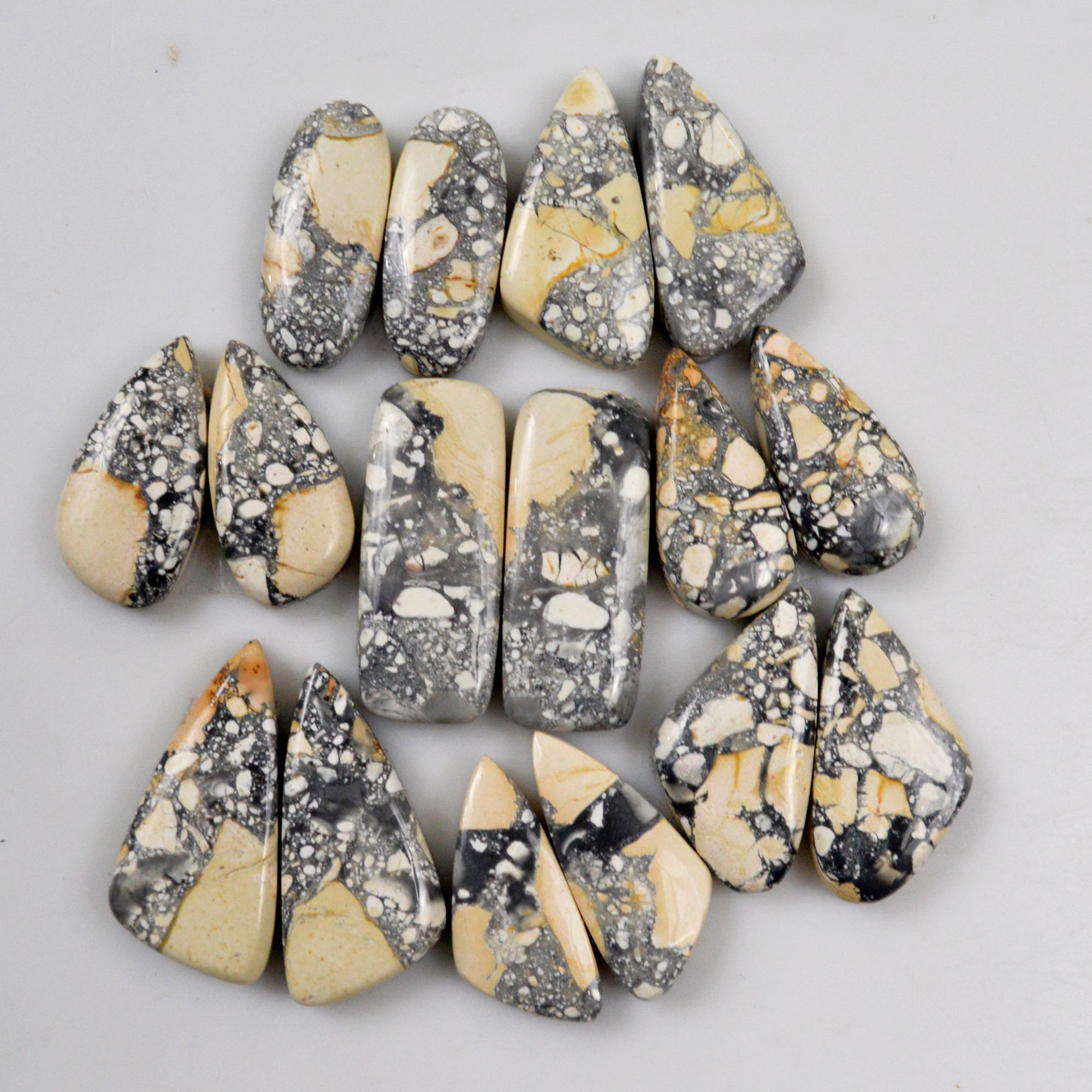 8 Pair 236 Cts Natural Maligano Jasper Cabochon Pair Lot Semi-Precious Gemstones For Jewelry Making 8x22-11x29mm R-13287