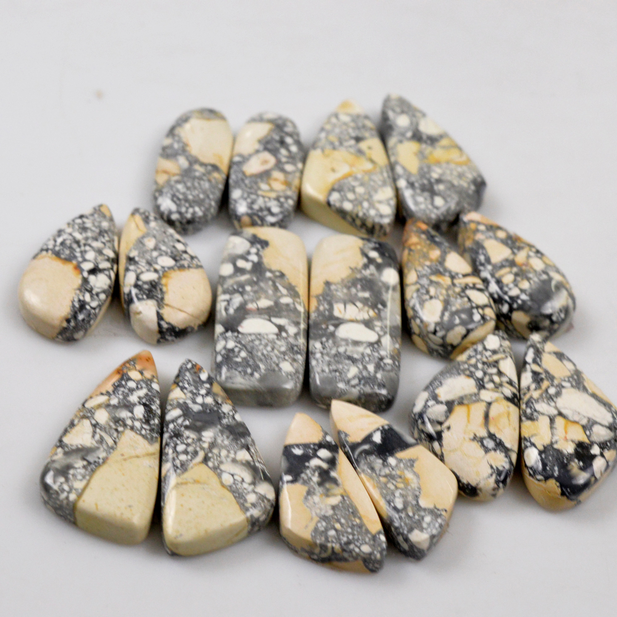 8 Pair 236 Cts Natural Maligano Jasper Cabochon Pair Lot Semi-Precious Gemstones For Jewelry Making 8x22-11x29mm R-13287