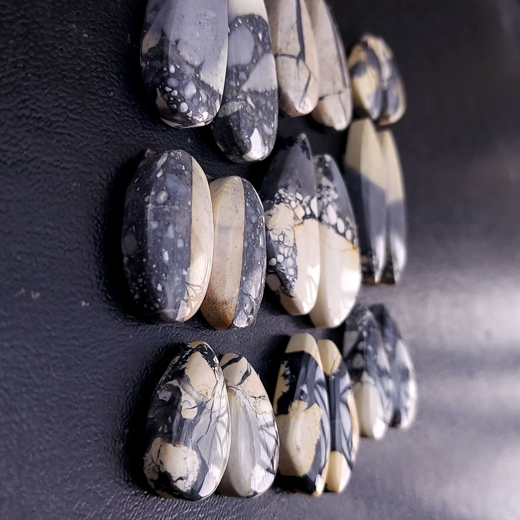 9 Pair 303 Cts Natural Maligano Jasper Cabochon Pair Lot Semi-Precious Gemstones For Jewelry Making 11x18-13x35mm 13292