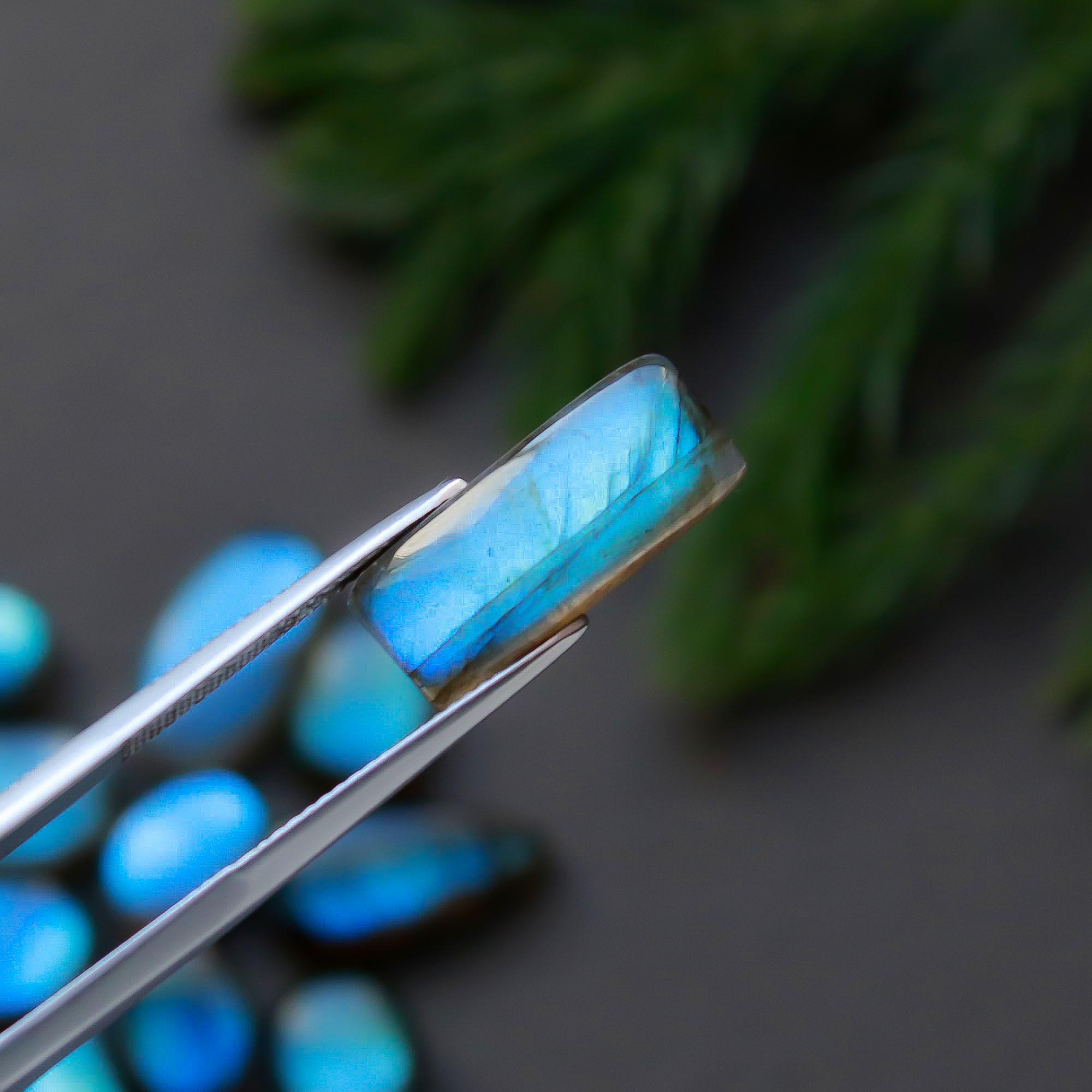 37 Pcs 159 Cts  Natural Labradorite Cabochon Loose Gemstone Jewelry Semi-Precious Healing Crystal Lots 10x7-24x9mm 13297