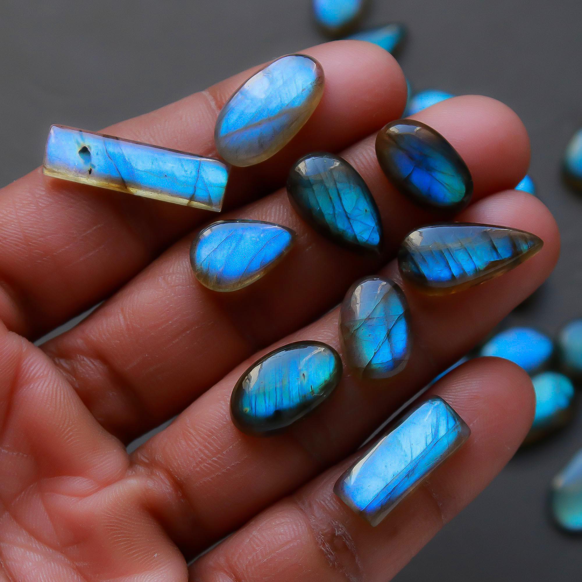 37 Pcs 159 Cts Natural Labradorite Cabochon Loose Gemstone Jewelry Semi-Precious Healing Crystal Lots 10x7-24x9mm 13297