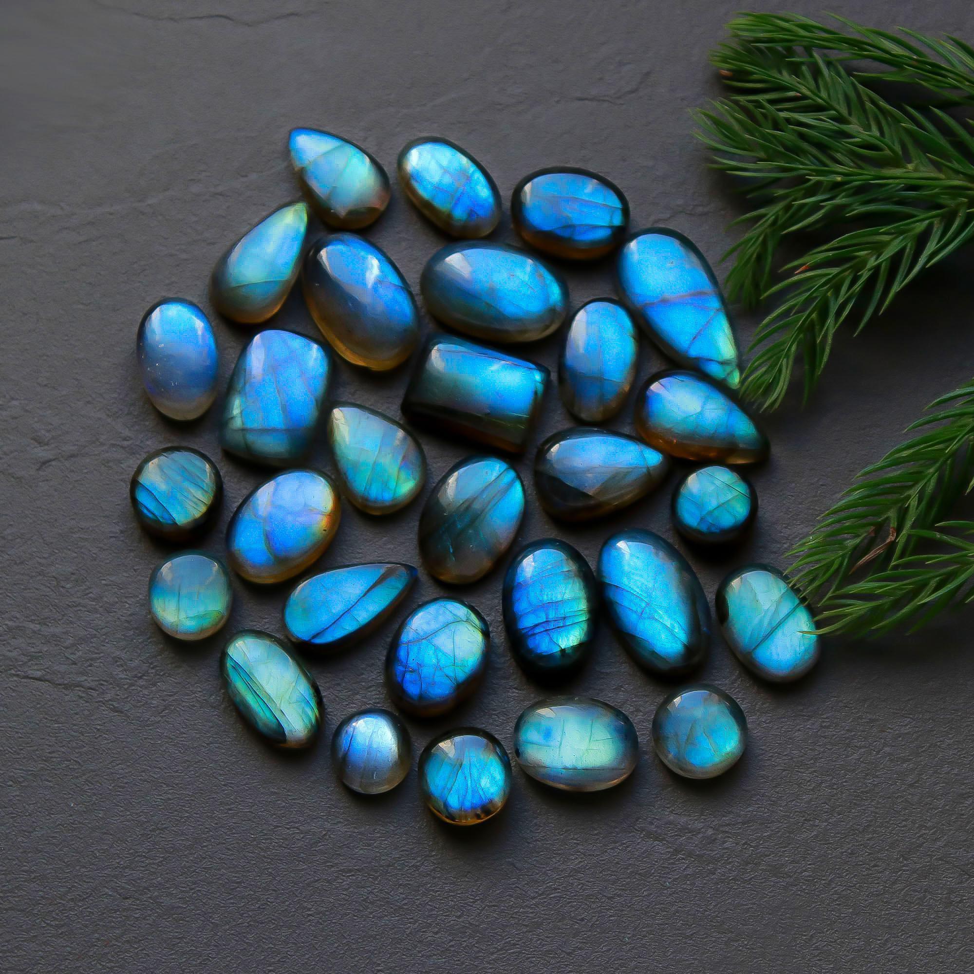29 Pcs 126 Cts Natural Labradorite Cabochon Loose Gemstone Jewelry Semi-Precious Healing Crystal Lots 7x7-19x9mm R-13298