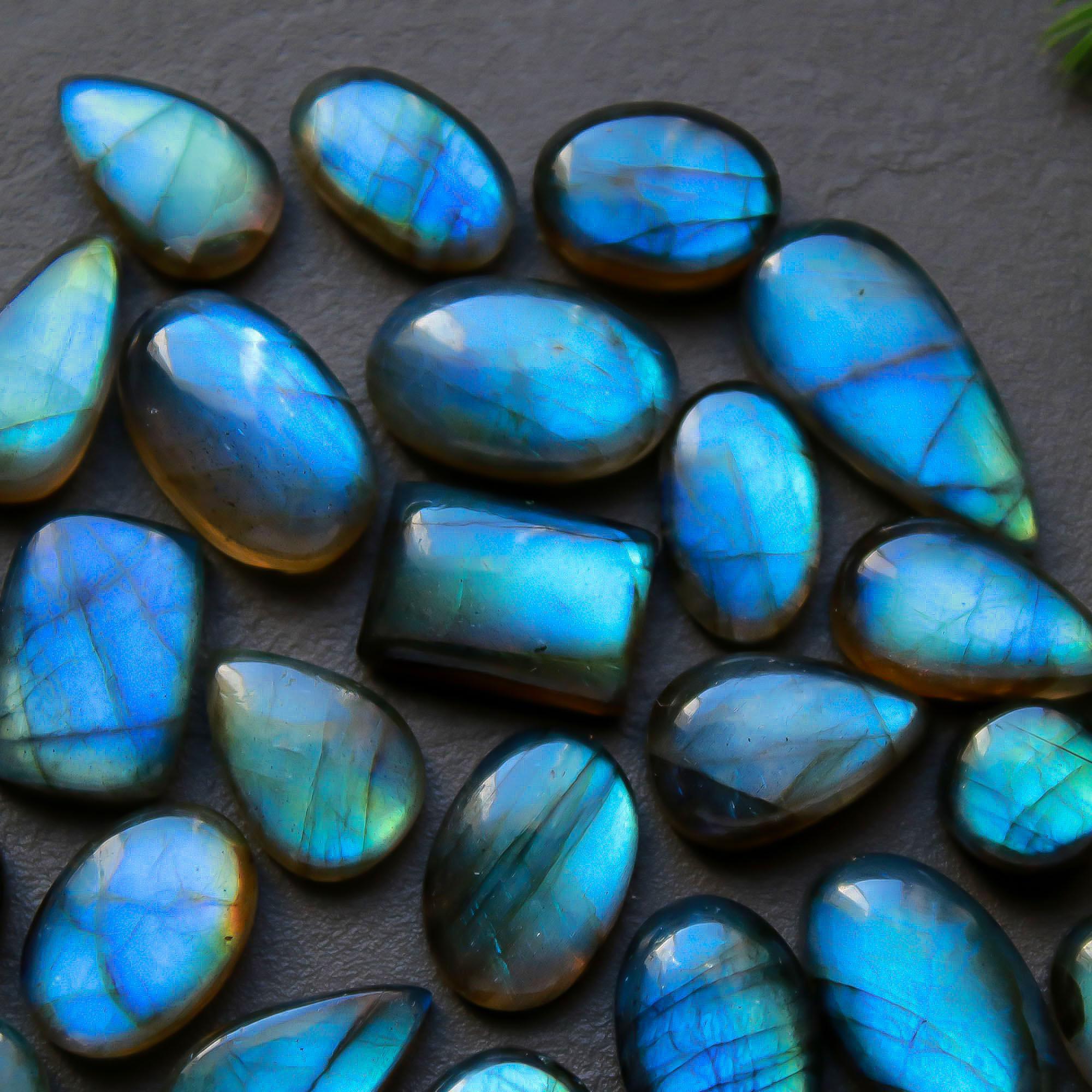 29 Pcs 126 Cts  Natural Labradorite Cabochon Loose Gemstone Jewelry Semi-Precious Healing Crystal Lots 7x7-19x9mm 13298