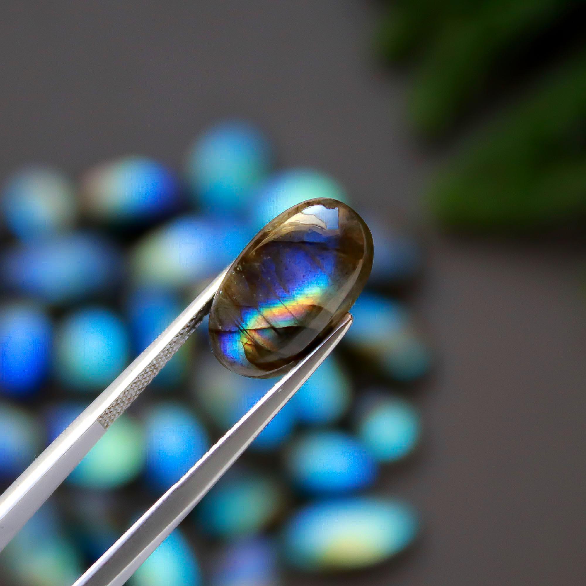 32 Pcs 156 Cts  Natural Labradorite Cabochon Loose Gemstone Jewelry Semi-Precious Healing Crystal Lots 7x7-18x9mm 13299